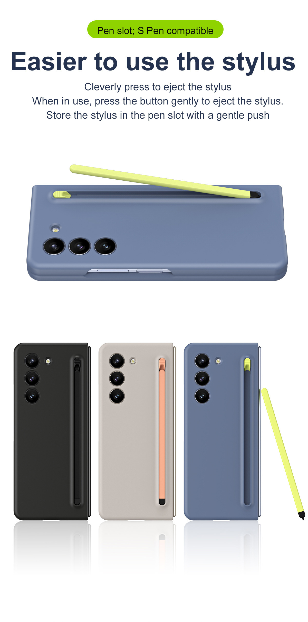 Compatible with Samsung Z Fold8/7/6 phone cases, 5/4 spring-loaded pen slot, pen cover, screen protector, drop-proof protective case, same as the official model.