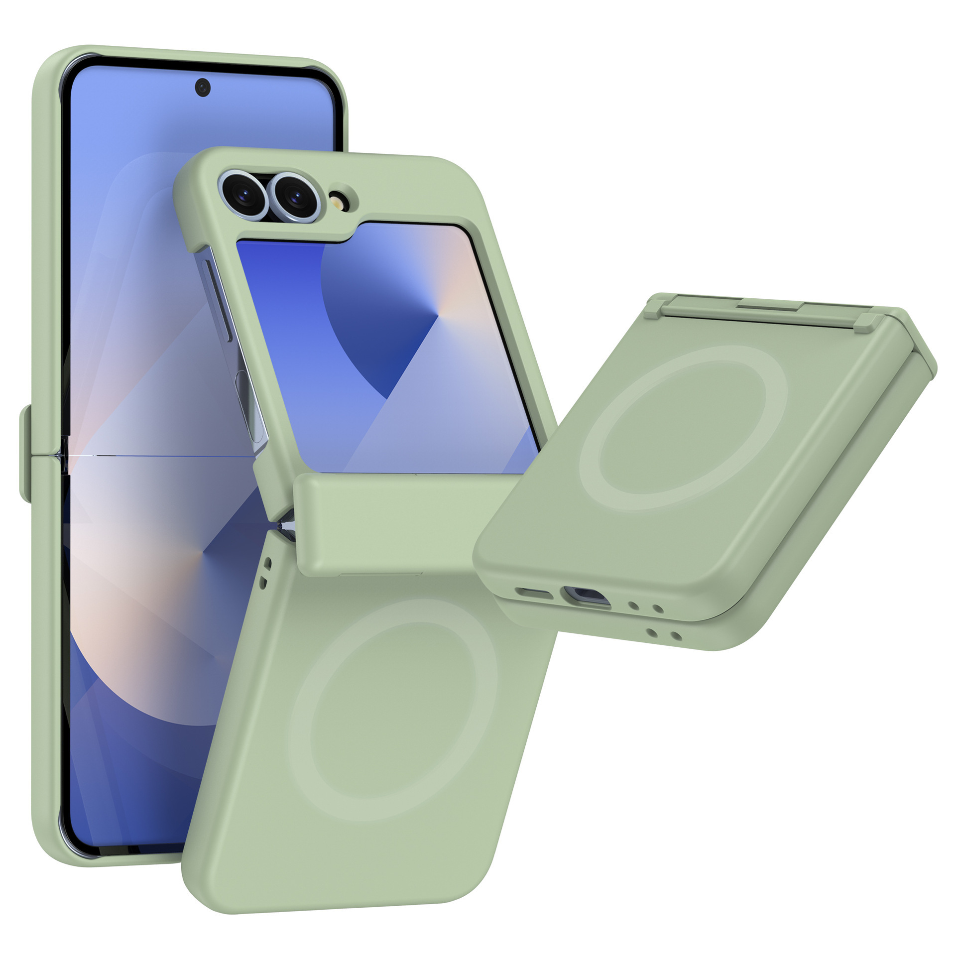 Compatible with Samsung Z Flip 7/6/5 phone case, 4/3 inches, built-in magnetic wireless charging hinge, full-coverage drop-proof protective case.