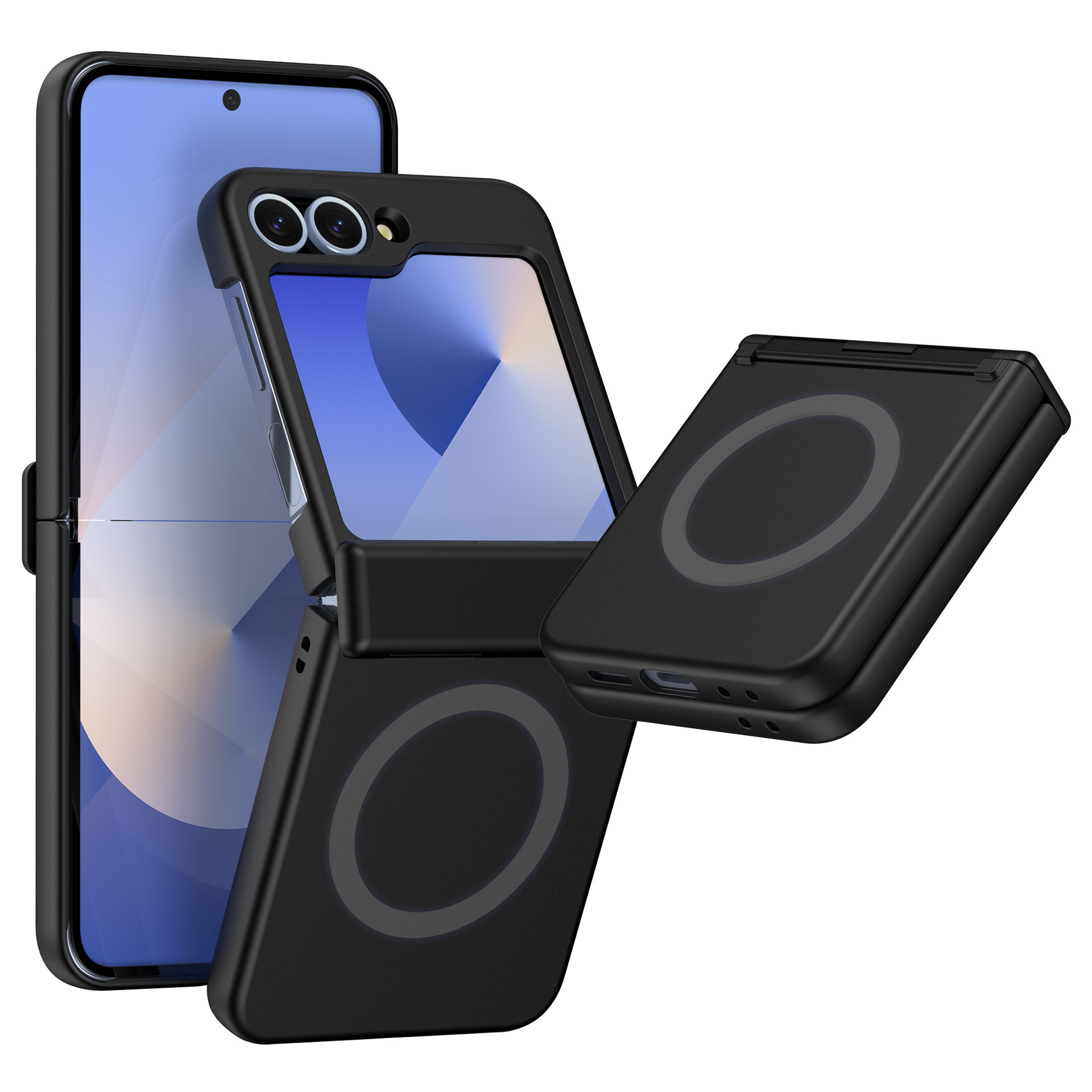 Compatible with Samsung Z Flip 7/6/5 phone case, 4/3 inches, built-in magnetic wireless charging hinge, full-coverage drop-proof protective case.