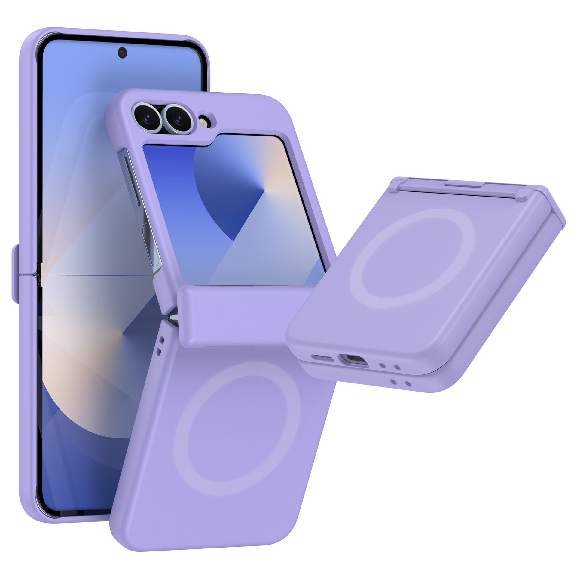 Compatible with Samsung Z Flip 7/6/5 phone case, 4/3 inches, built-in magnetic wireless charging hinge, full-coverage drop-proof protective case.