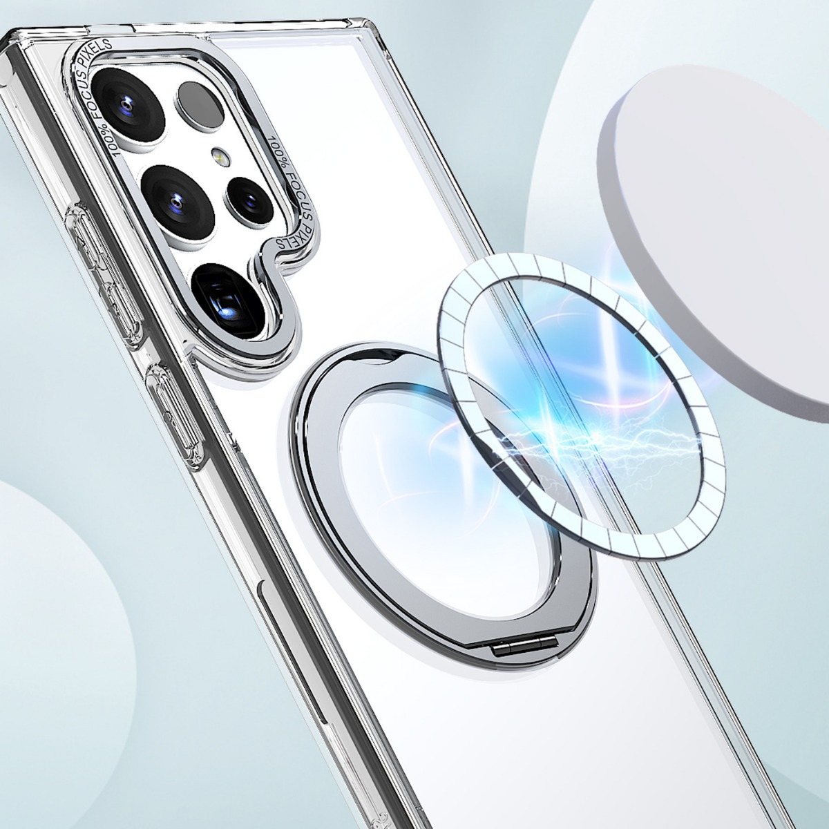 Compatible with Samsung S24 Ultra phone case, S23FE magnetic 360° rotating stand, and S22 Plus drop-proof protective case.