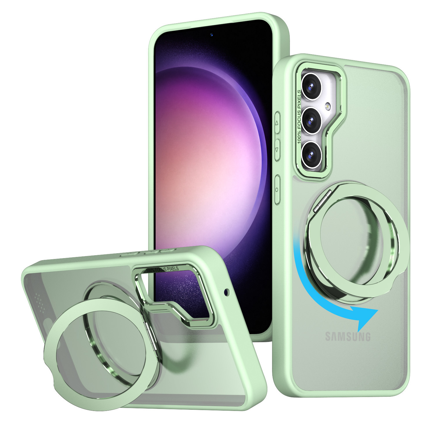 Compatible with Samsung S24 Ultra phone case, S23FE magnetic 360° rotating stand, and S22 Plus drop-proof protective case.