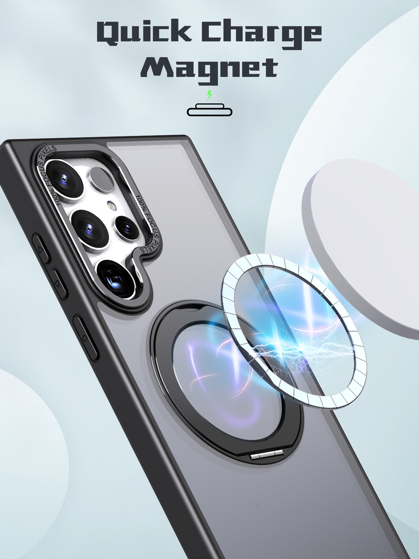 Compatible with Samsung S24 Ultra phone case, S23FE magnetic 360° rotating stand, and S22 Plus drop-proof protective case.