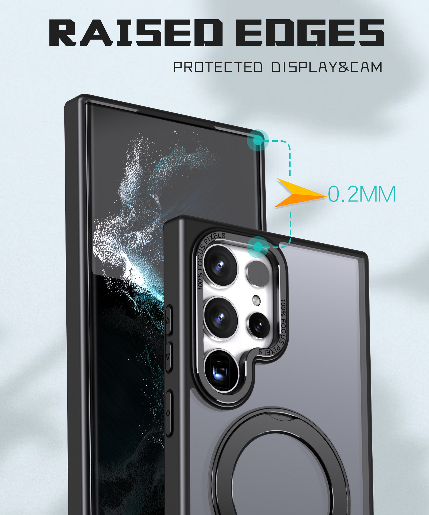 Compatible with Samsung S24 Ultra phone case, S23FE magnetic 360° rotating stand, and S22 Plus drop-proof protective case.