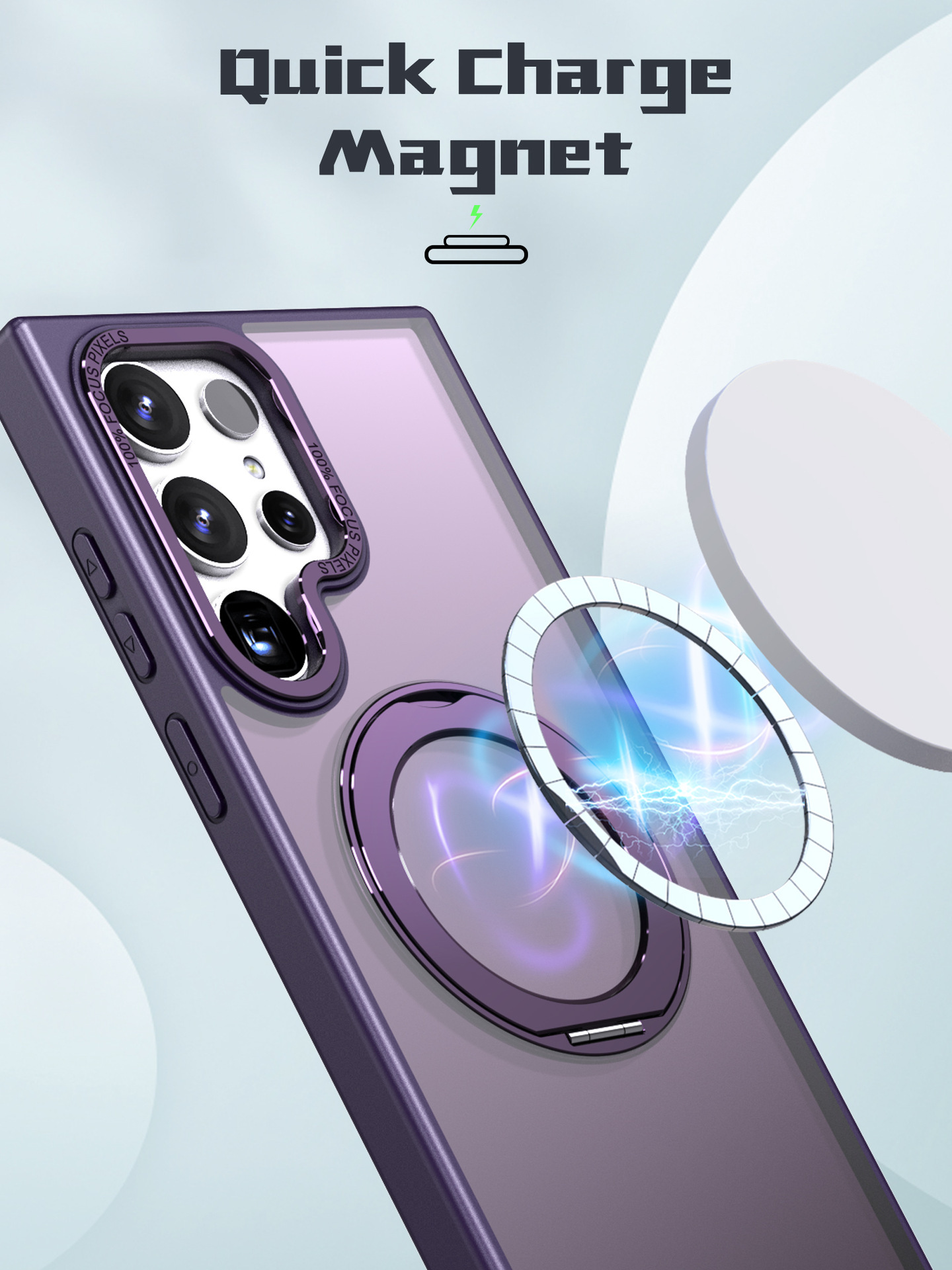 Compatible with Samsung S24 Ultra phone case, S23FE magnetic 360° rotating stand, and S22 Plus drop-proof protective case.