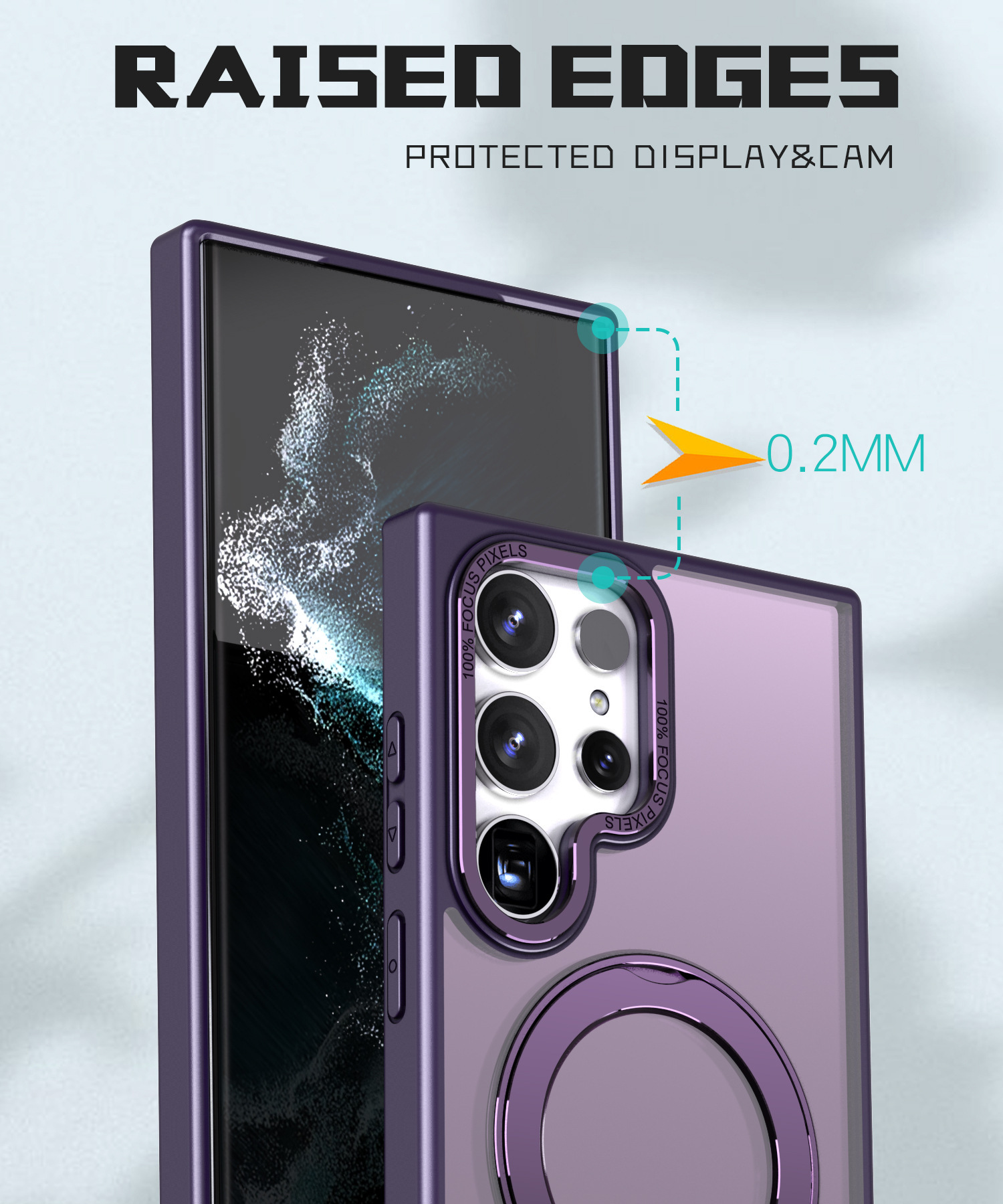 Compatible with Samsung S24 Ultra phone case, S23FE magnetic 360° rotating stand, and S22 Plus drop-proof protective case.