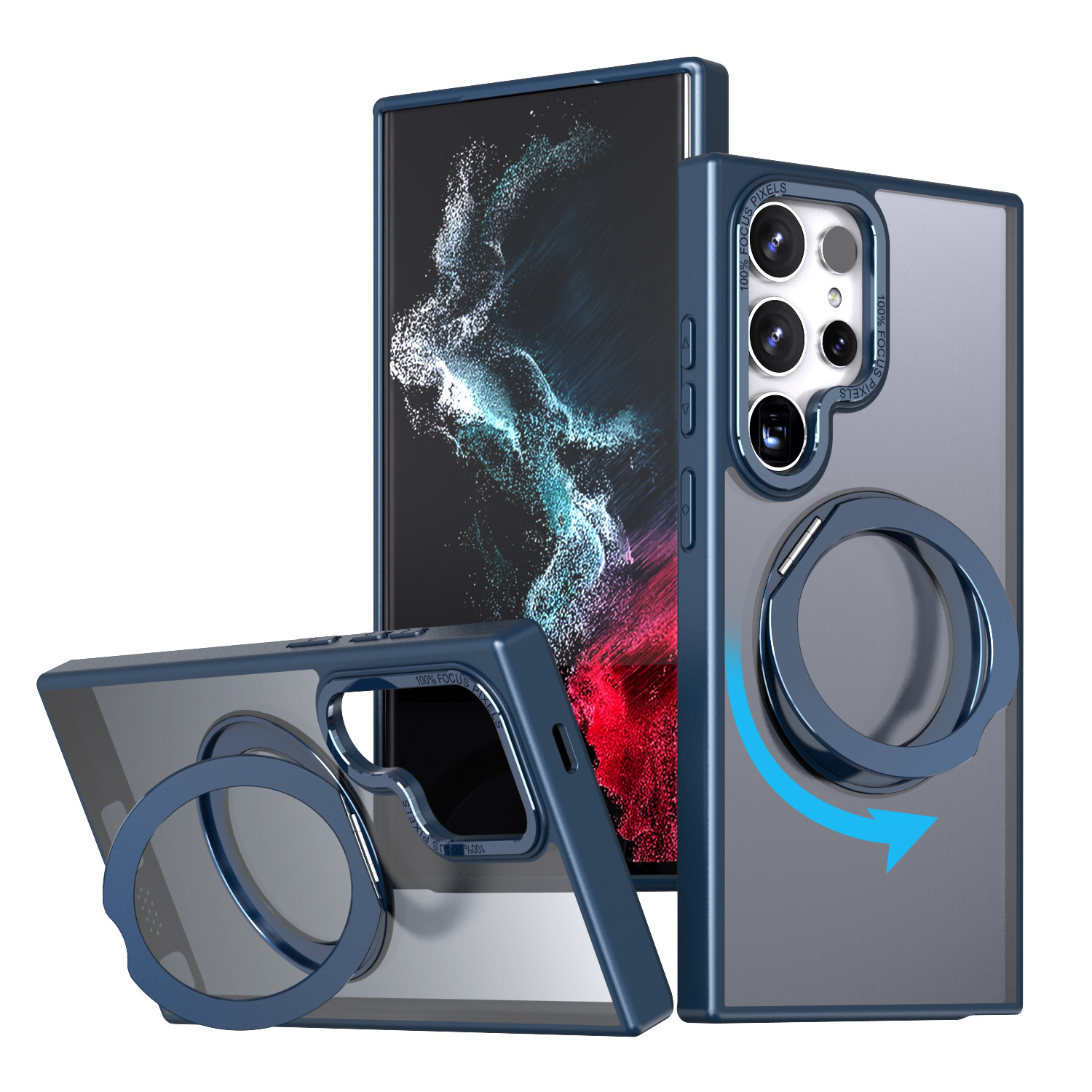 Compatible with Samsung S24 Ultra phone case, S23FE magnetic 360° rotating stand, and S22 Plus drop-proof protective case.