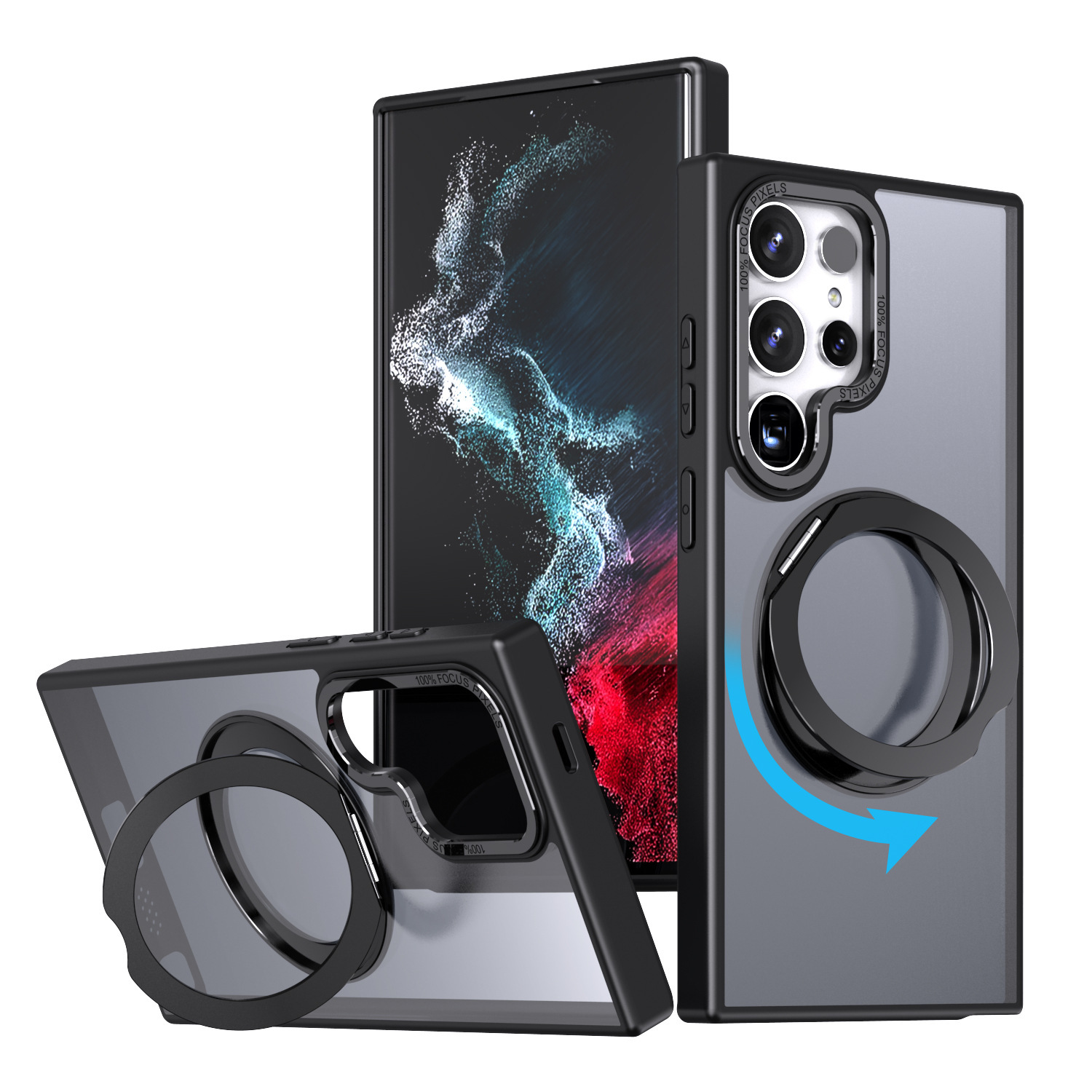 Compatible with Samsung S24 Ultra phone case, S23FE magnetic 360° rotating stand, and S22 Plus drop-proof protective case.