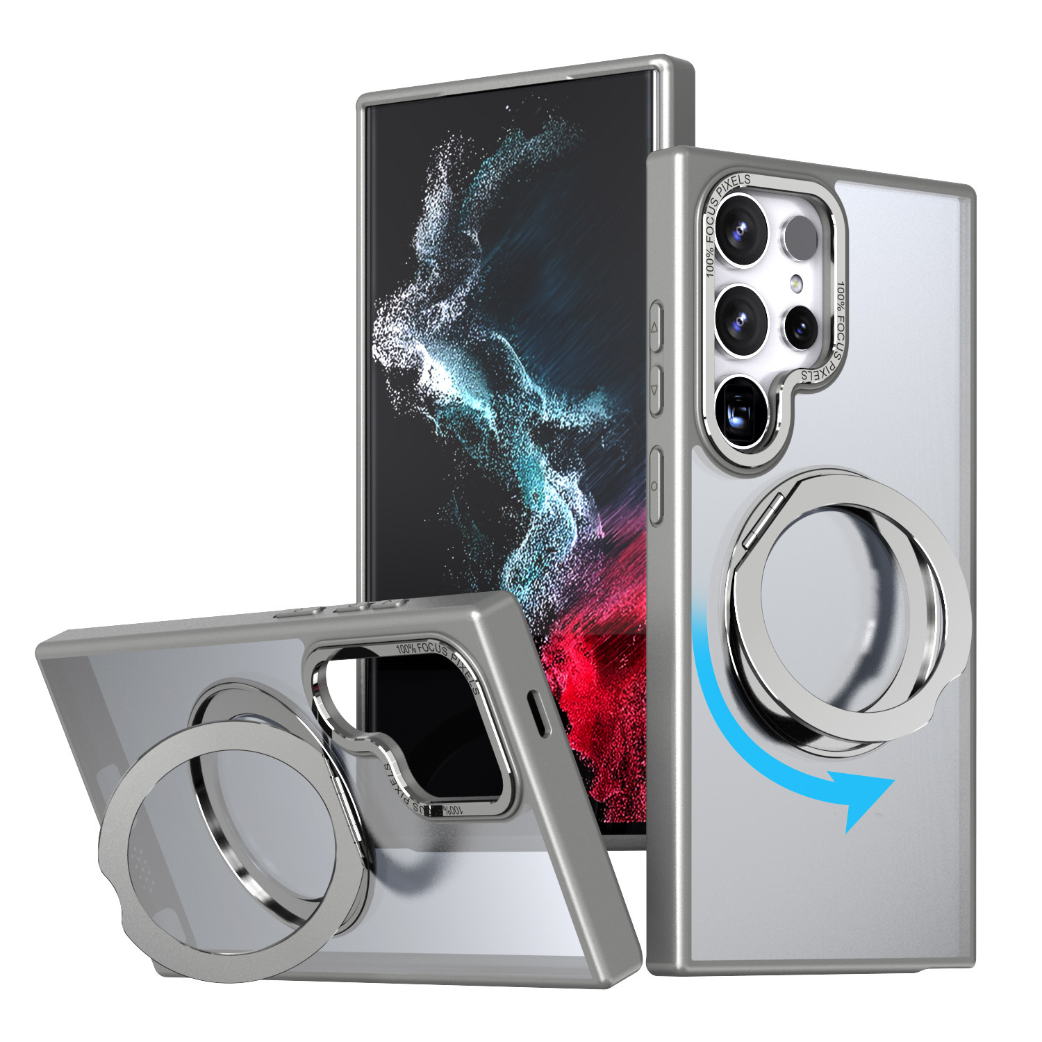 Compatible with Samsung S24 Ultra phone case, S23FE magnetic 360° rotating stand, and S22 Plus drop-proof protective case.