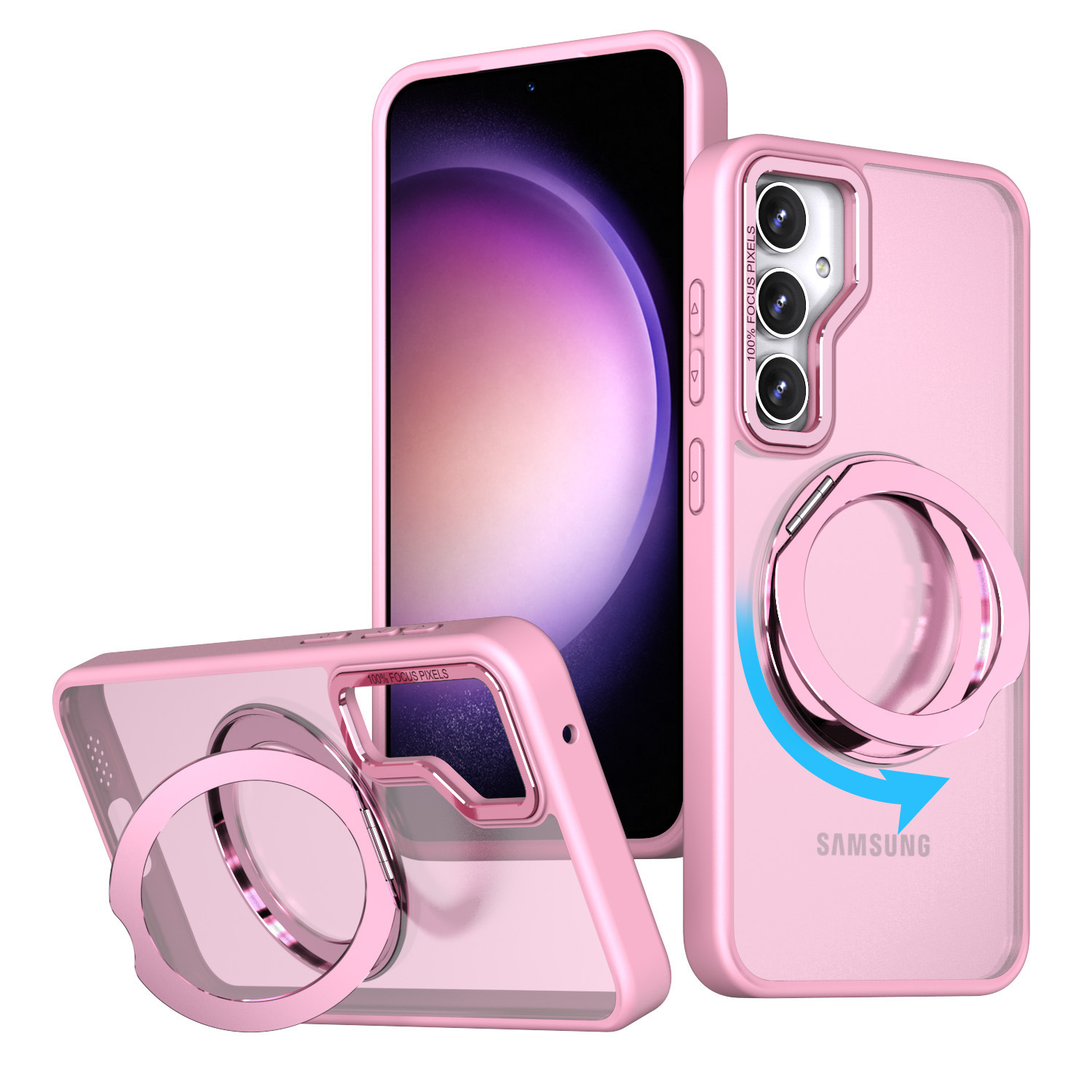 Compatible with Samsung S24 Ultra phone case, S23FE magnetic 360° rotating stand, and S22 Plus drop-proof protective case.