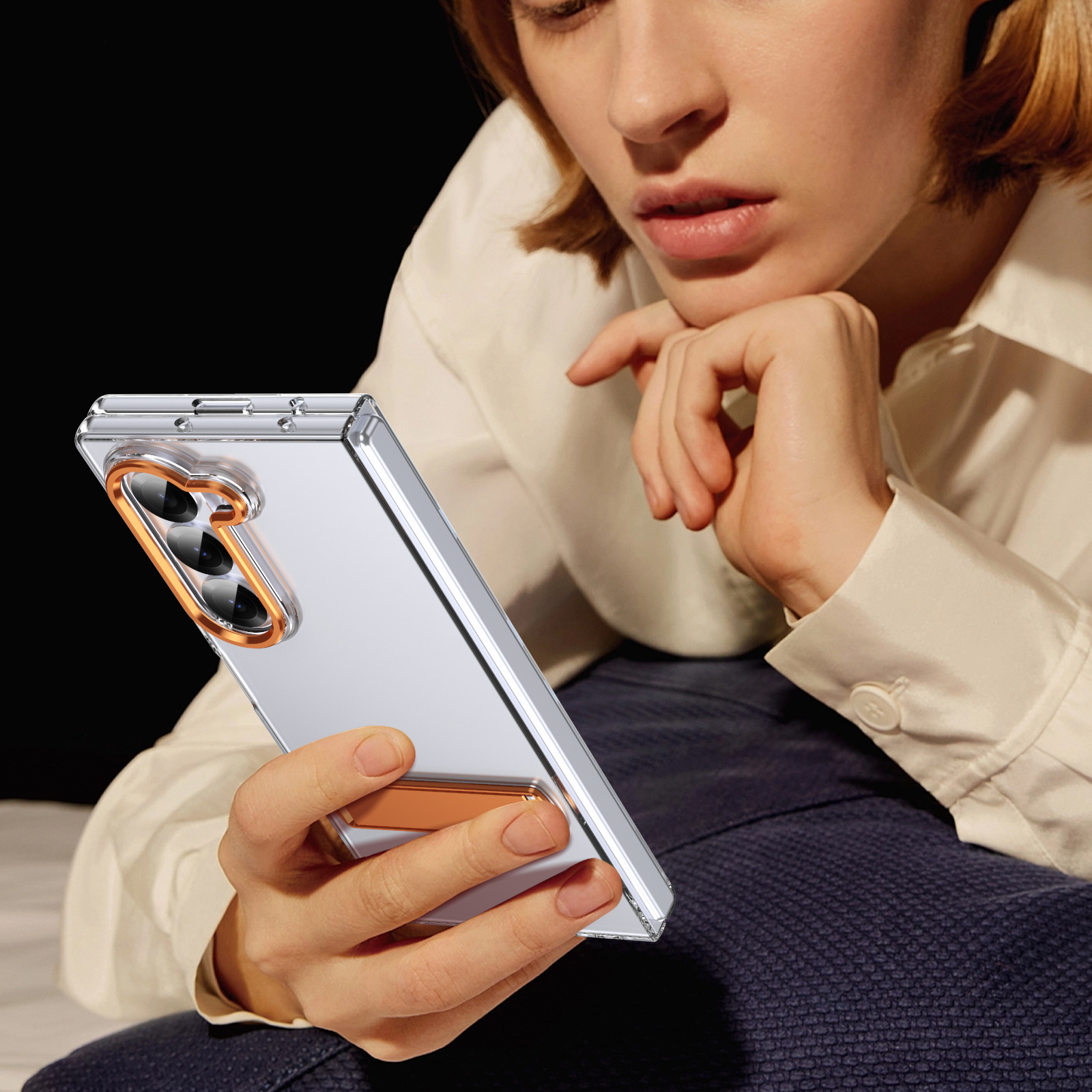 Compatible with Samsung Z Fold8 Ultra phone case 7/6/5 high transparency case film 1 stand 4/3 folding screen protective case