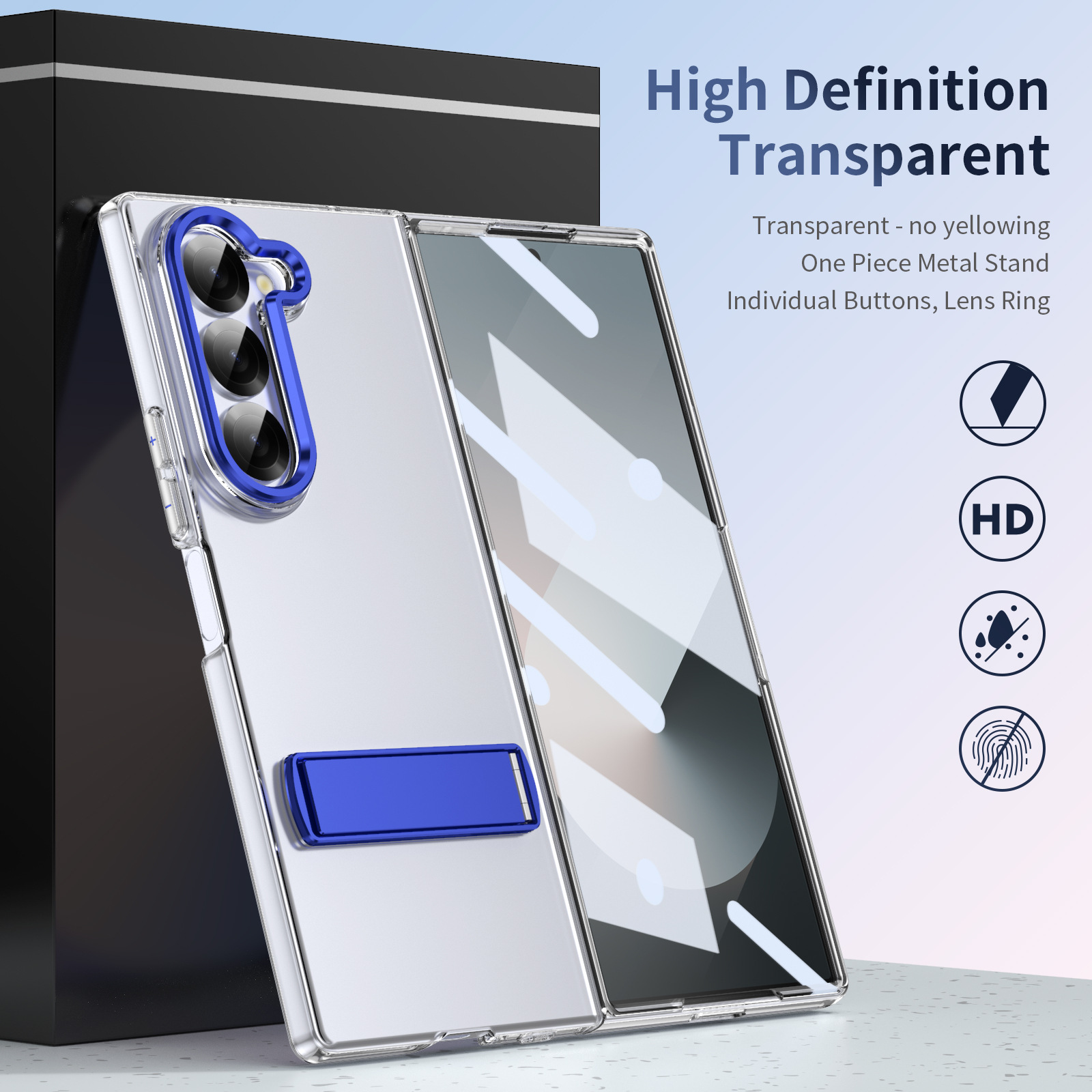 Compatible with Samsung Z Fold8 Ultra phone case 7/6/5 high transparency case film 1 stand 4/3 folding screen protective case