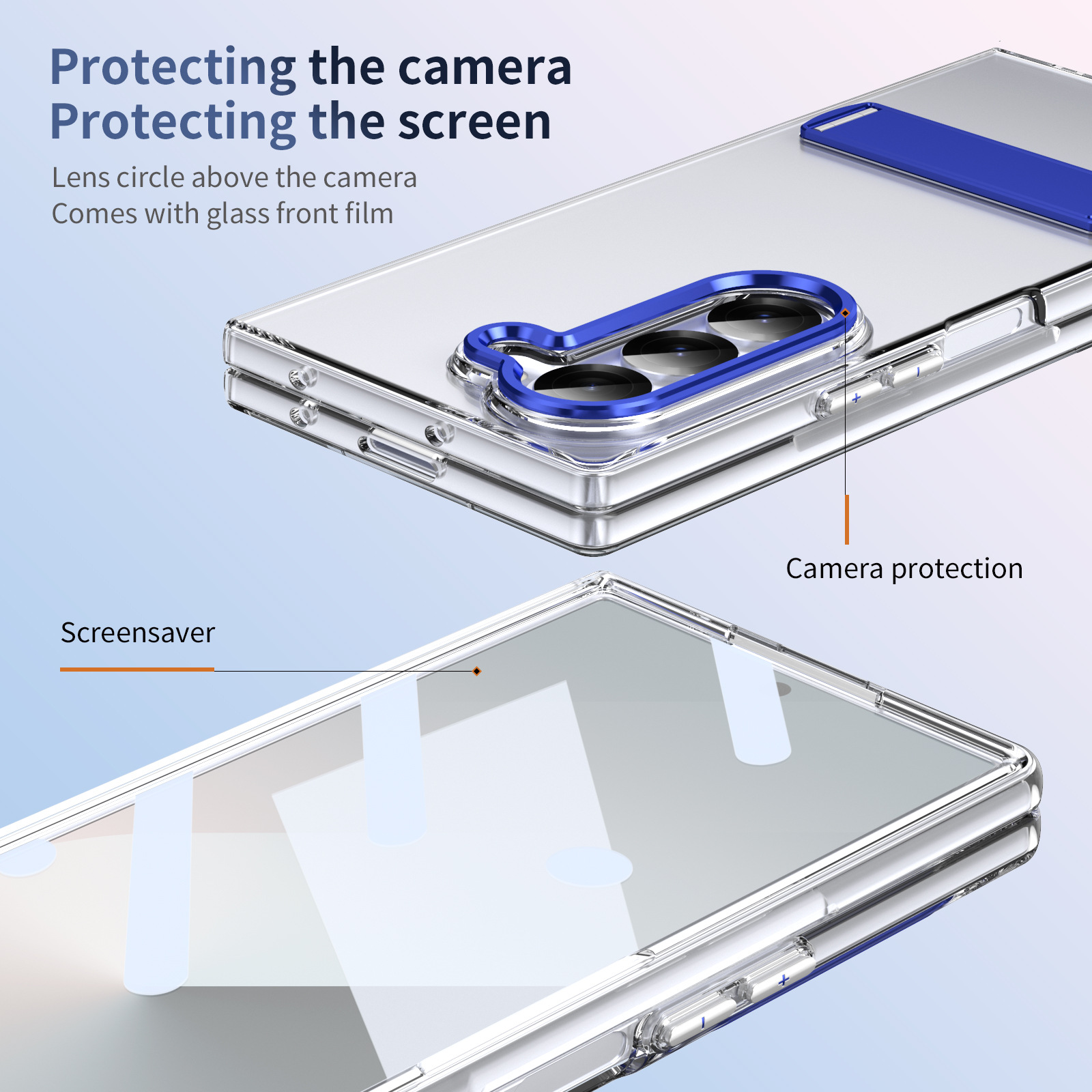 Compatible with Samsung Z Fold8 Ultra phone case 7/6/5 high transparency case film 1 stand 4/3 folding screen protective case
