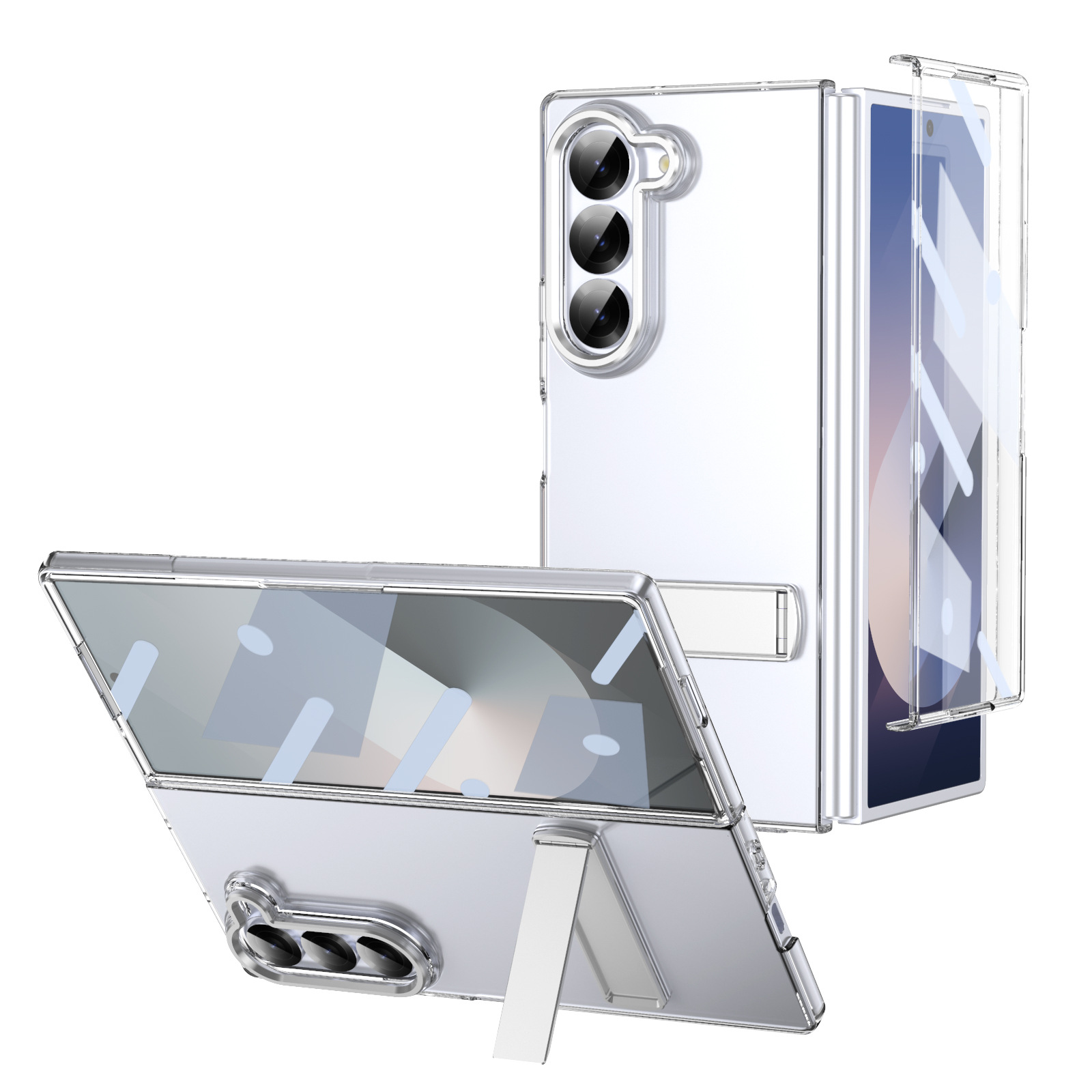 Compatible with Samsung Z Fold8 Ultra phone case 7/6/5 high transparency case film 1 stand 4/3 folding screen protective case