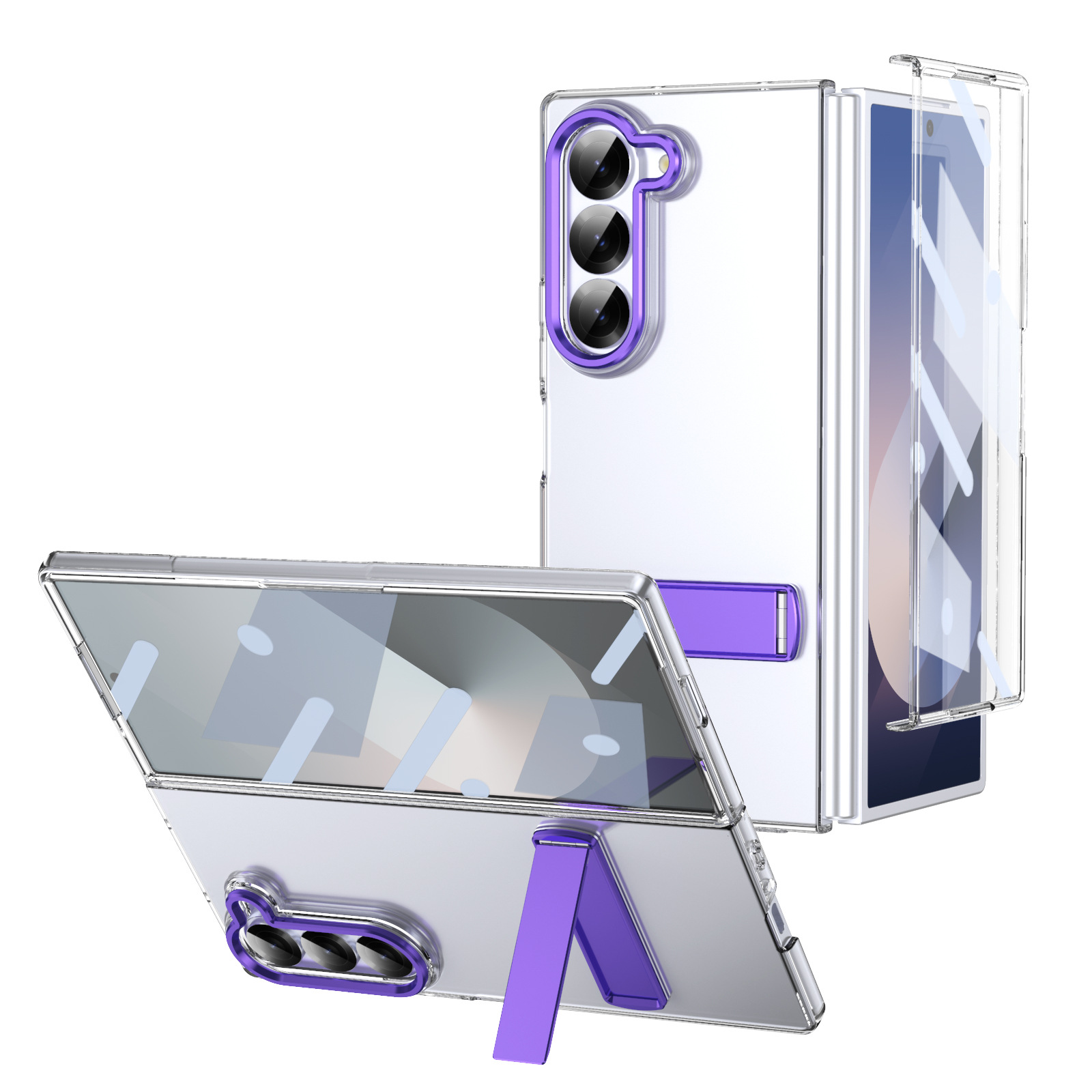 Compatible with Samsung Z Fold8 Ultra phone case 7/6/5 high transparency case film 1 stand 4/3 folding screen protective case