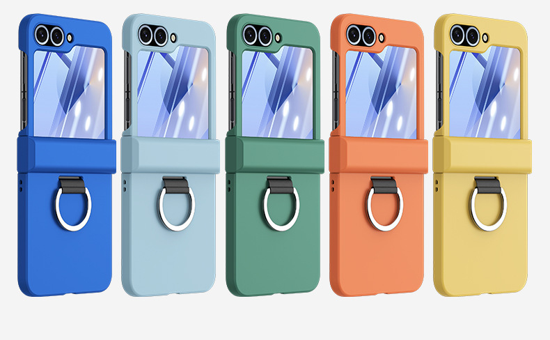 Compatible with Samsung Z Flip 7/6/5 phone case, 4/3 skin-feel ring buckle hinge folding screen drop protection case