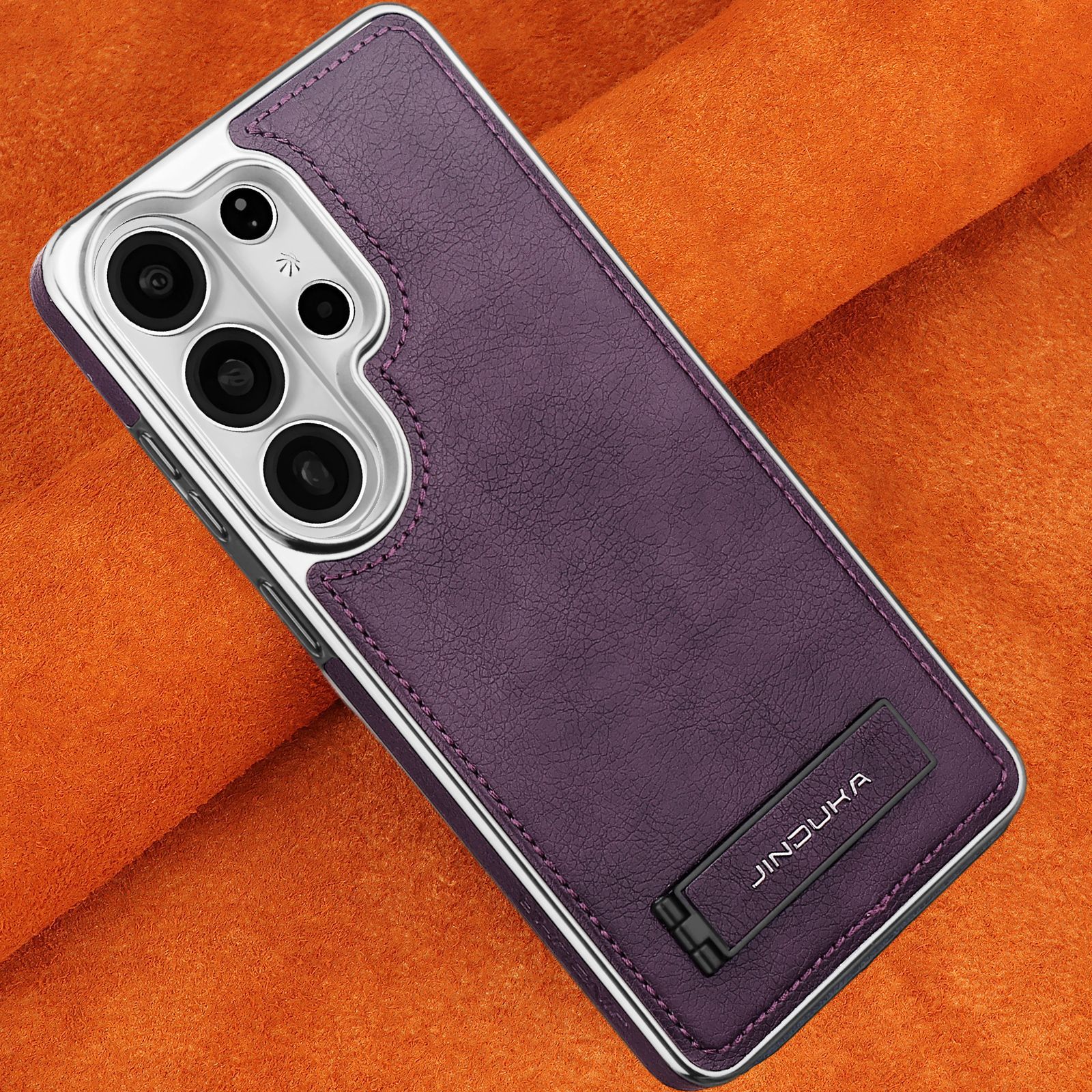 Compatible with Samsung S26 Ultra phone case, S25 Plus vegan leather stand, business leather texture, S24U ultra-thin protective case