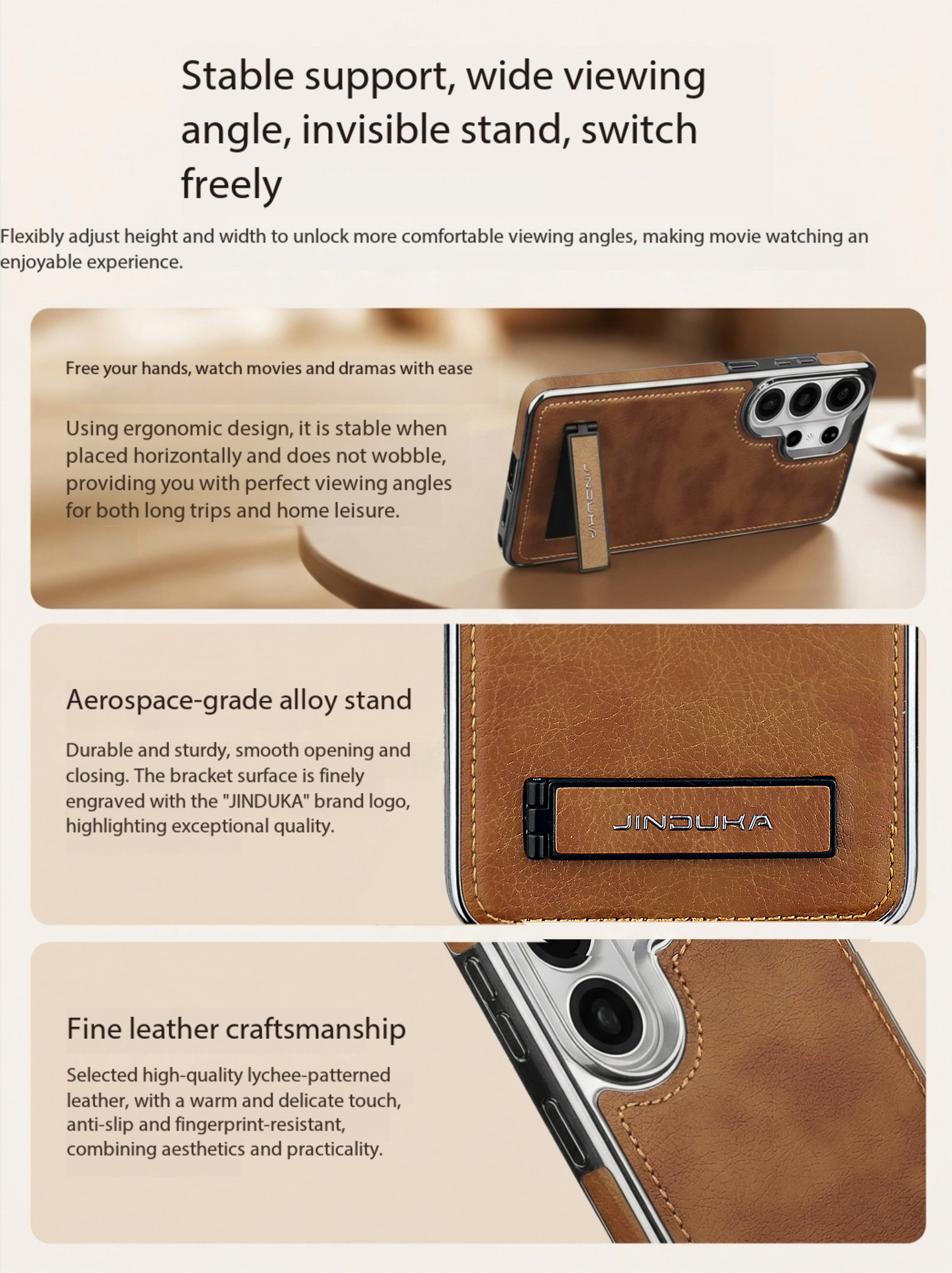 Compatible with Samsung S26 Ultra phone case, S25 Plus vegan leather stand, business leather texture, S24U ultra-thin protective case