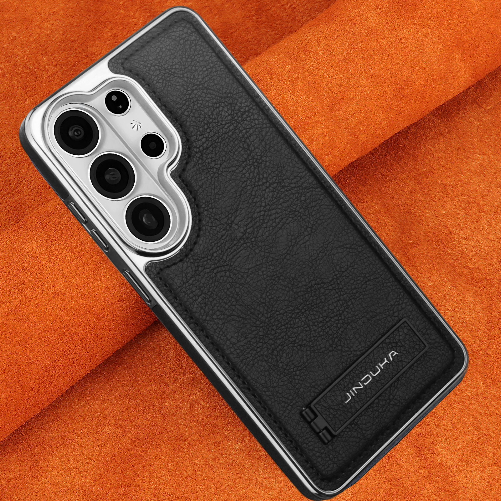 Compatible with Samsung S26 Ultra phone case, S25 Plus vegan leather stand, business leather texture, S24U ultra-thin protective case