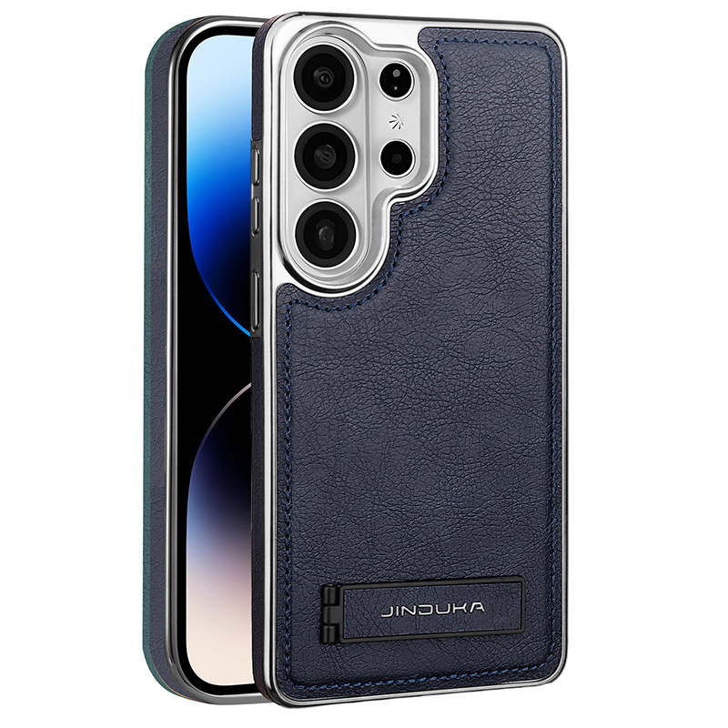Compatible with Samsung S26 Ultra phone case, S25 Plus vegan leather stand, business leather texture, S24U ultra-thin protective case