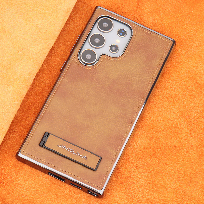 Compatible with Samsung S26 Ultra phone case, S25 Plus vegan leather stand, business leather texture, S24U ultra-thin protective case