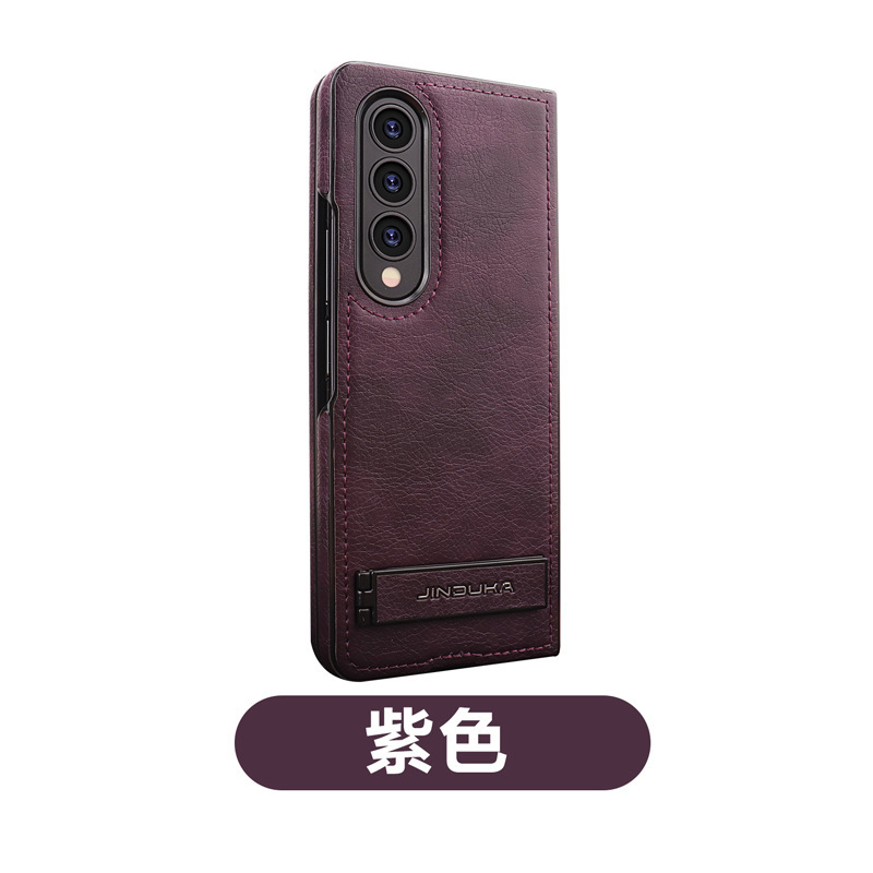 Compatible with Samsung ZFold7/6 phone case, 4/3 folding screen, vegan leather stand, FLIP6/7 ultra-thin shockproof protective case