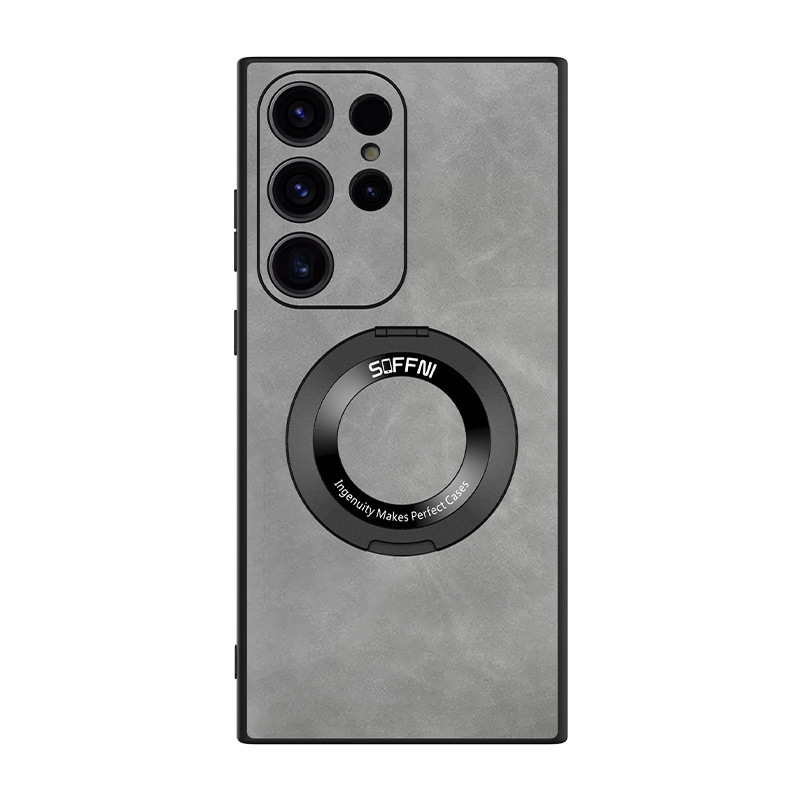 Compatible with Samsung S25 Ultra phone case S24P lambskin 360 magnetic rotating stand A73 shockproof protective case
