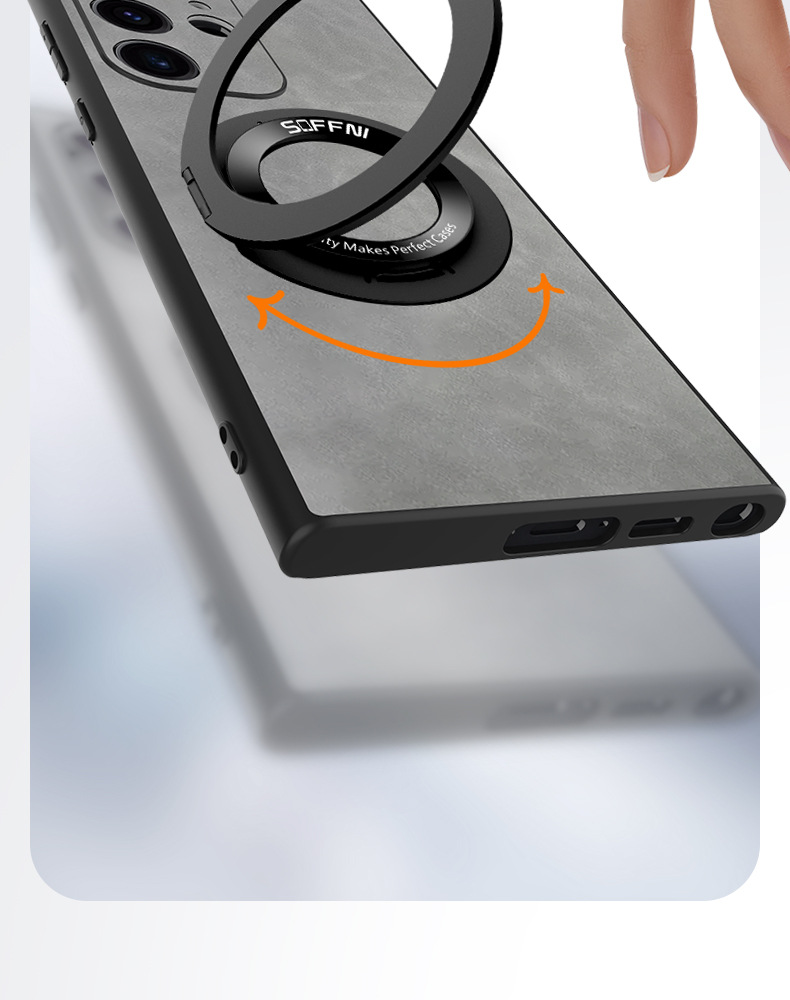 Compatible with Samsung S25 Ultra phone case S24P lambskin 360 magnetic rotating stand A73 shockproof protective case