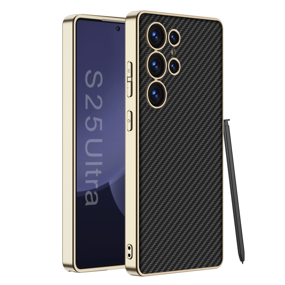 Compatible with Samsung S26 Ultra phone case, electroplated vegan leather, S25 Ultra stylish full-coverage S24U shockproof protective case