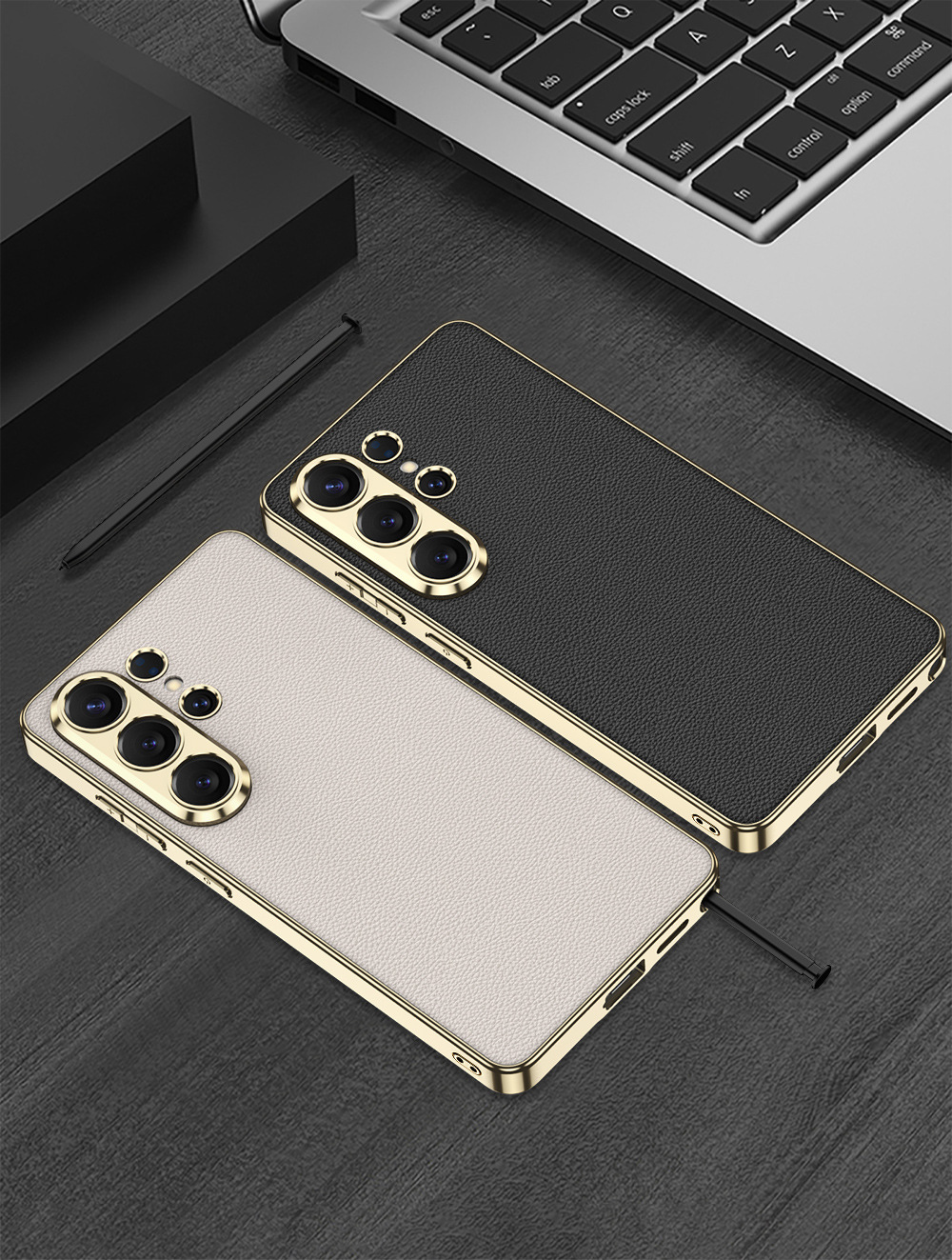 Compatible with Samsung S26 Ultra phone case, electroplated vegan leather, S25 Ultra stylish full-coverage S24U shockproof protective case