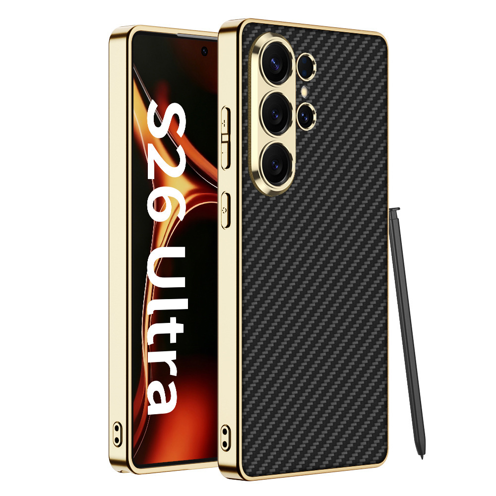 Compatible with Samsung S26 Ultra phone case, electroplated vegan leather, S25 Ultra stylish full-coverage S24U shockproof protective case
