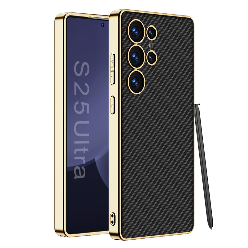 Compatible with Samsung S26 Ultra phone case, electroplated vegan leather, S25 Ultra stylish full-coverage S24U shockproof protective case