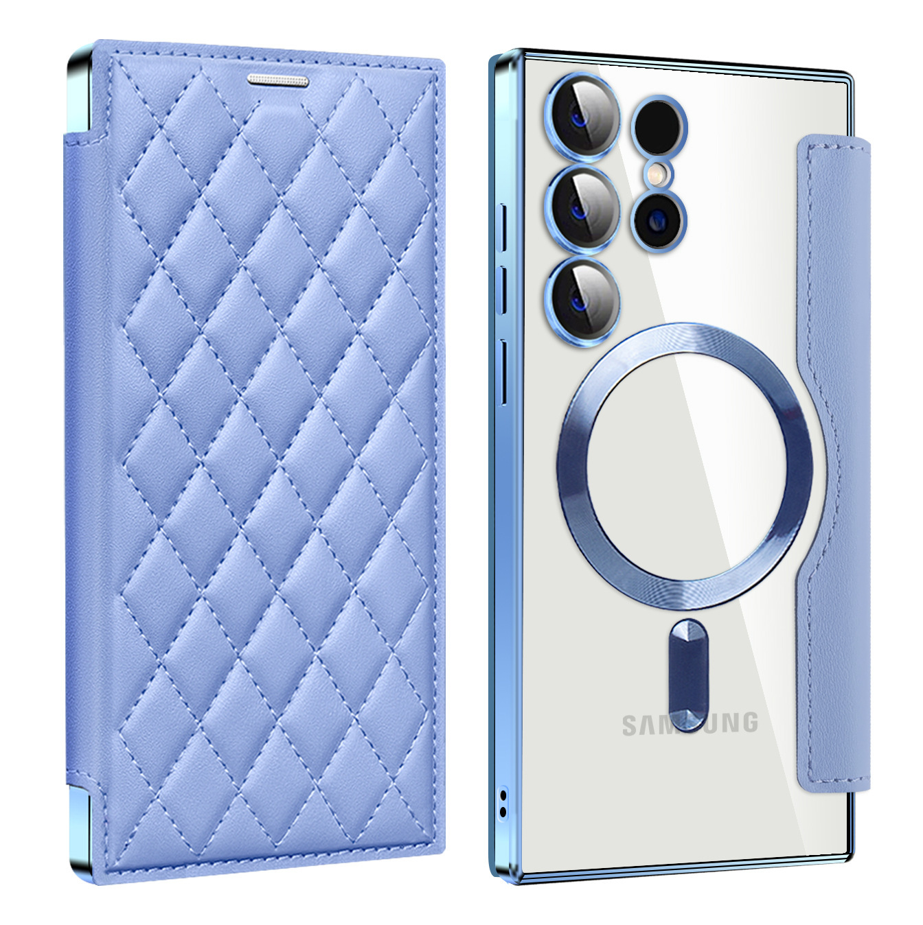 Compatible with Samsung S26 Ultra phone case A37, Chanel-style S25 magnetic full-coverage S24 Plus flip leather case A56