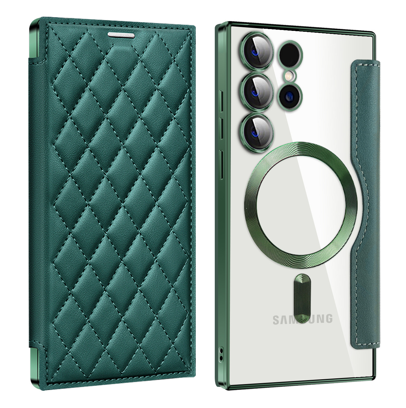 Compatible with Samsung S26 Ultra phone case A37, Chanel-style S25 magnetic full-coverage S24 Plus flip leather case A56