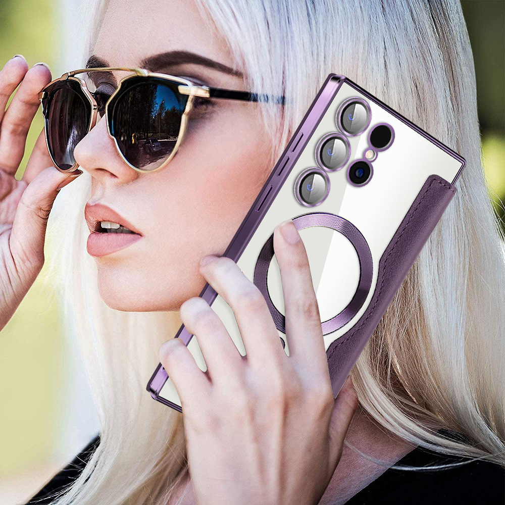 Compatible with Samsung S26 Ultra phone case A37, Chanel-style S25 magnetic full-coverage S24 Plus flip leather case A56