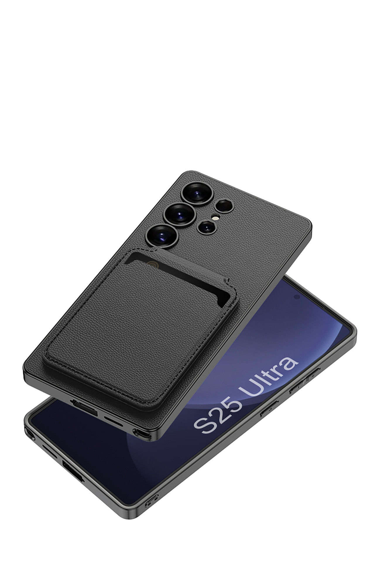 Compatible with Samsung S26 Ultra phone case + magnetic card holder stand for S25/24U SIM card slot, vegan leather business protective case