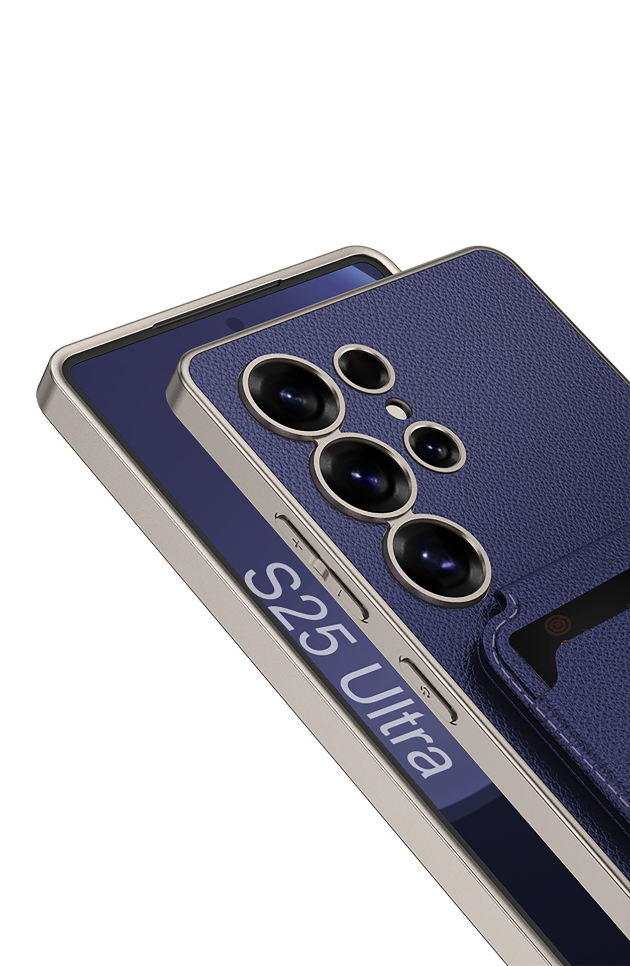 Compatible with Samsung S26 Ultra phone case + magnetic card holder stand for S25/24U SIM card slot, vegan leather business protective case