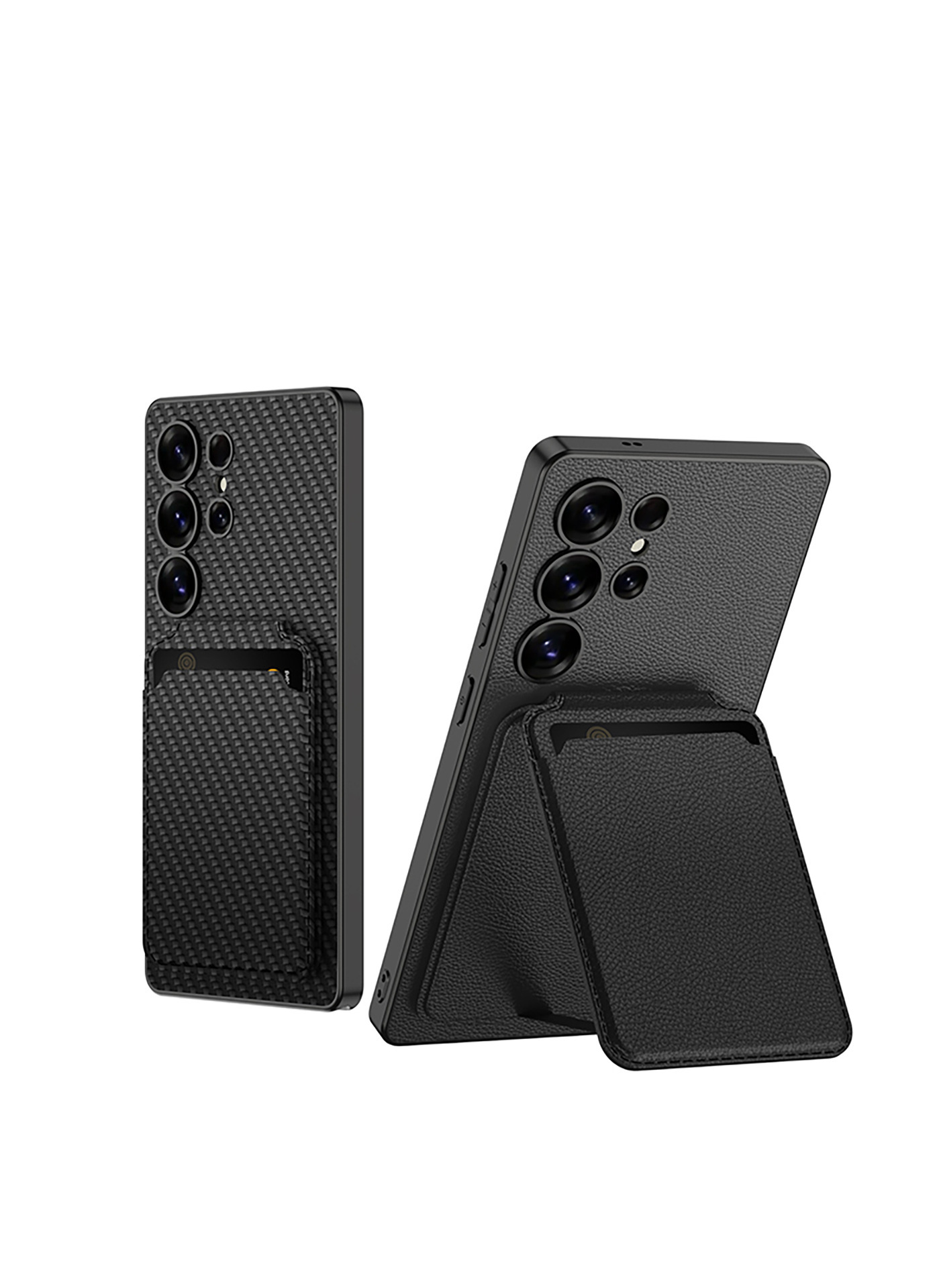 Compatible with Samsung S26 Ultra phone case + magnetic card holder stand for S25/24U SIM card slot, vegan leather business protective case