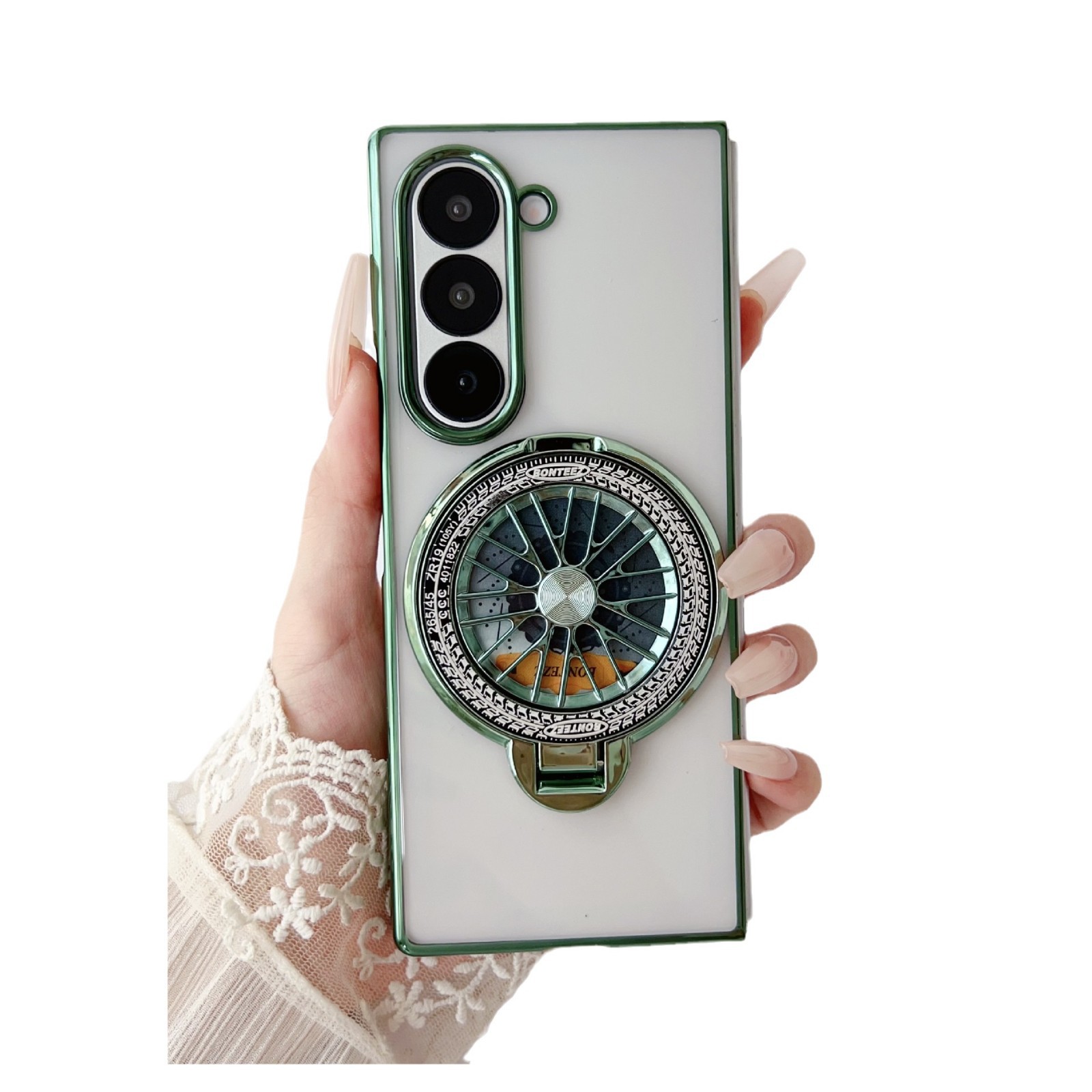 Compatible with Samsung Z Fold7/6/5 phone case 4/3 electroplated transparent gyroscope stand Flip6/7 drop protection