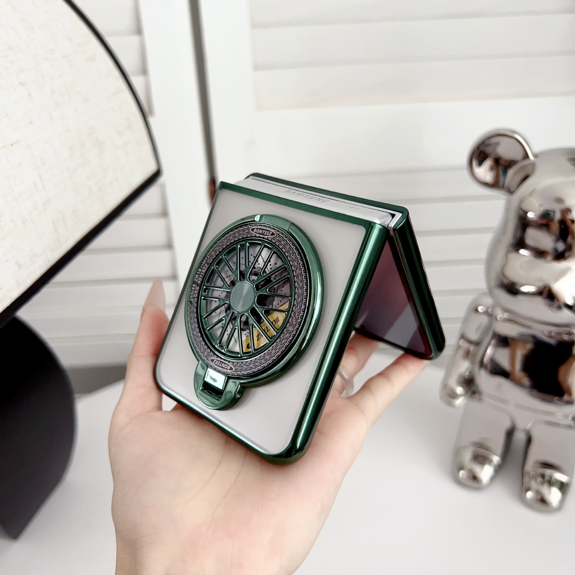 Compatible with Samsung Z Fold7/6/5 phone case 4/3 electroplated transparent gyroscope stand Flip6/7 drop protection