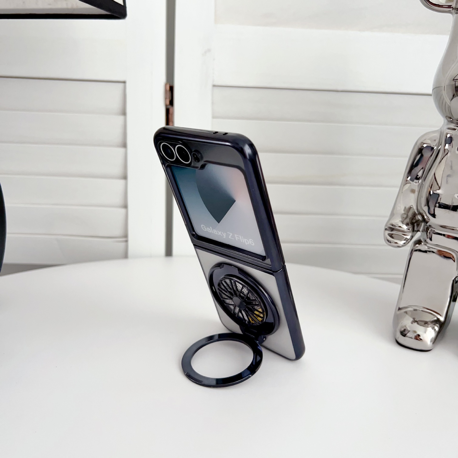 Compatible with Samsung Z Fold7/6/5 phone case 4/3 electroplated transparent gyroscope stand Flip6/7 drop protection