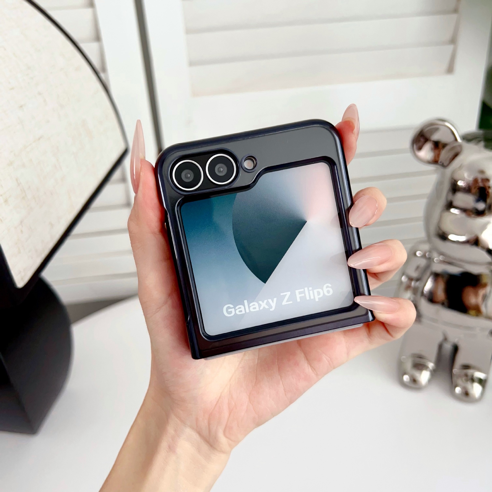 Compatible with Samsung Z Fold7/6/5 phone case 4/3 electroplated transparent gyroscope stand Flip6/7 drop protection