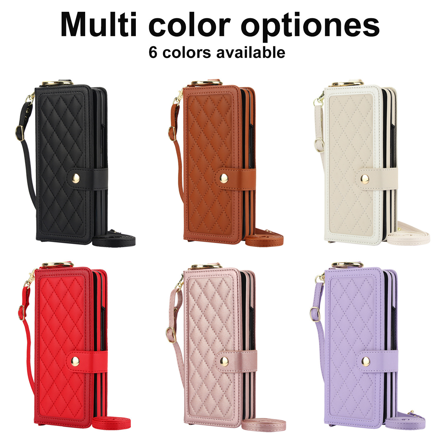 Compatible with Samsung Z Fold7/6/5 phone cases, 4/3 ring pen slots, multi-card slots, crossbody straps, wallet protective cases.