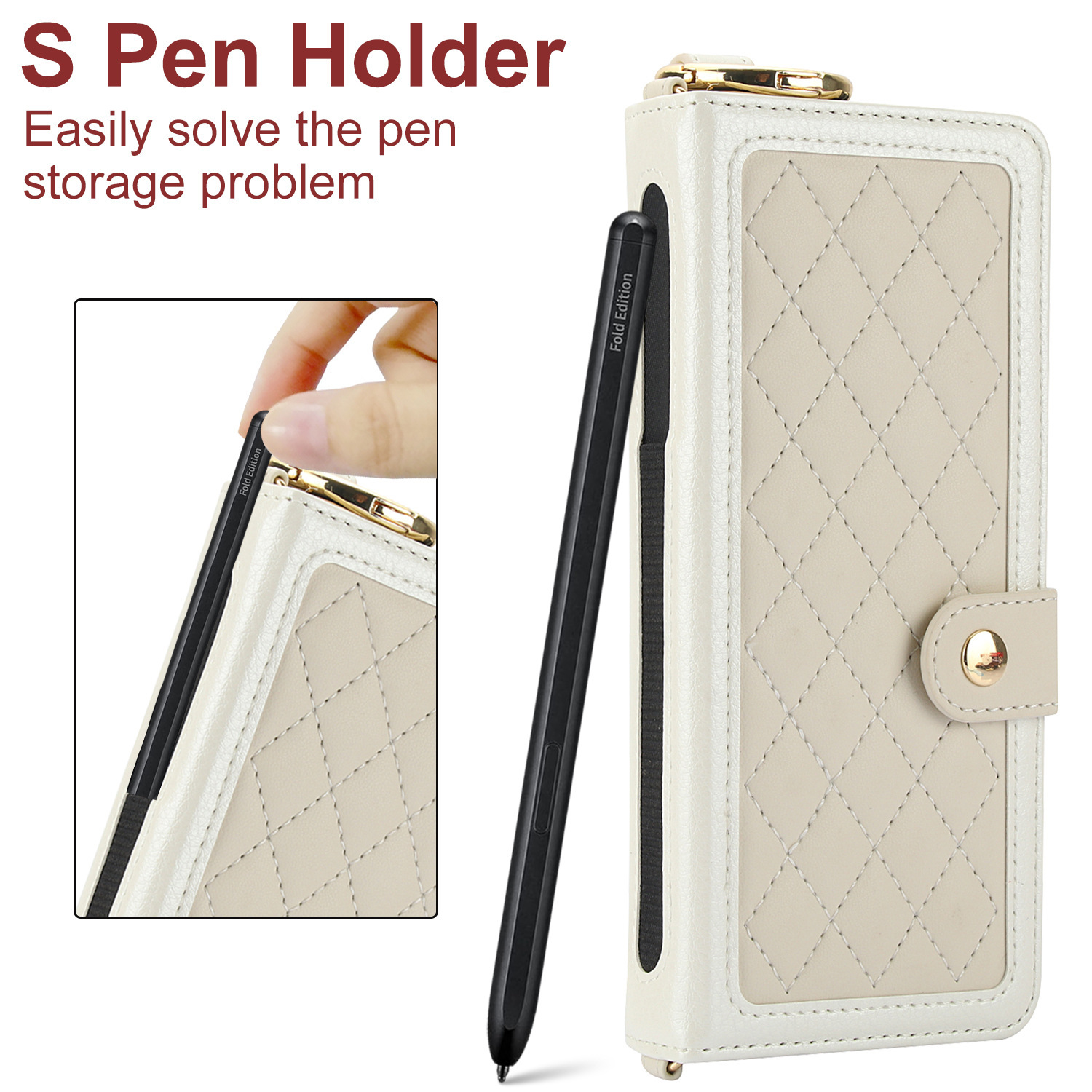Compatible with Samsung Z Fold7/6/5 phone cases, 4/3 ring pen slots, multi-card slots, crossbody straps, wallet protective cases.