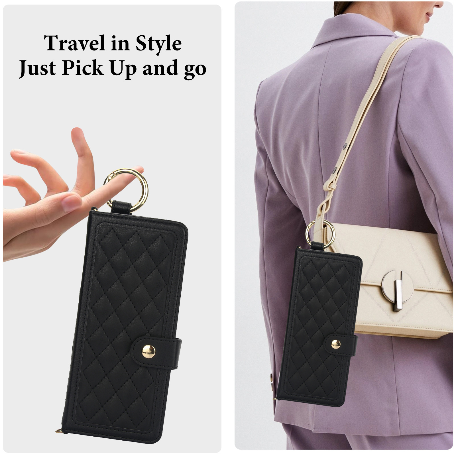 Compatible with Samsung Z Fold7/6/5 phone cases, 4/3 ring pen slots, multi-card slots, crossbody straps, wallet protective cases.