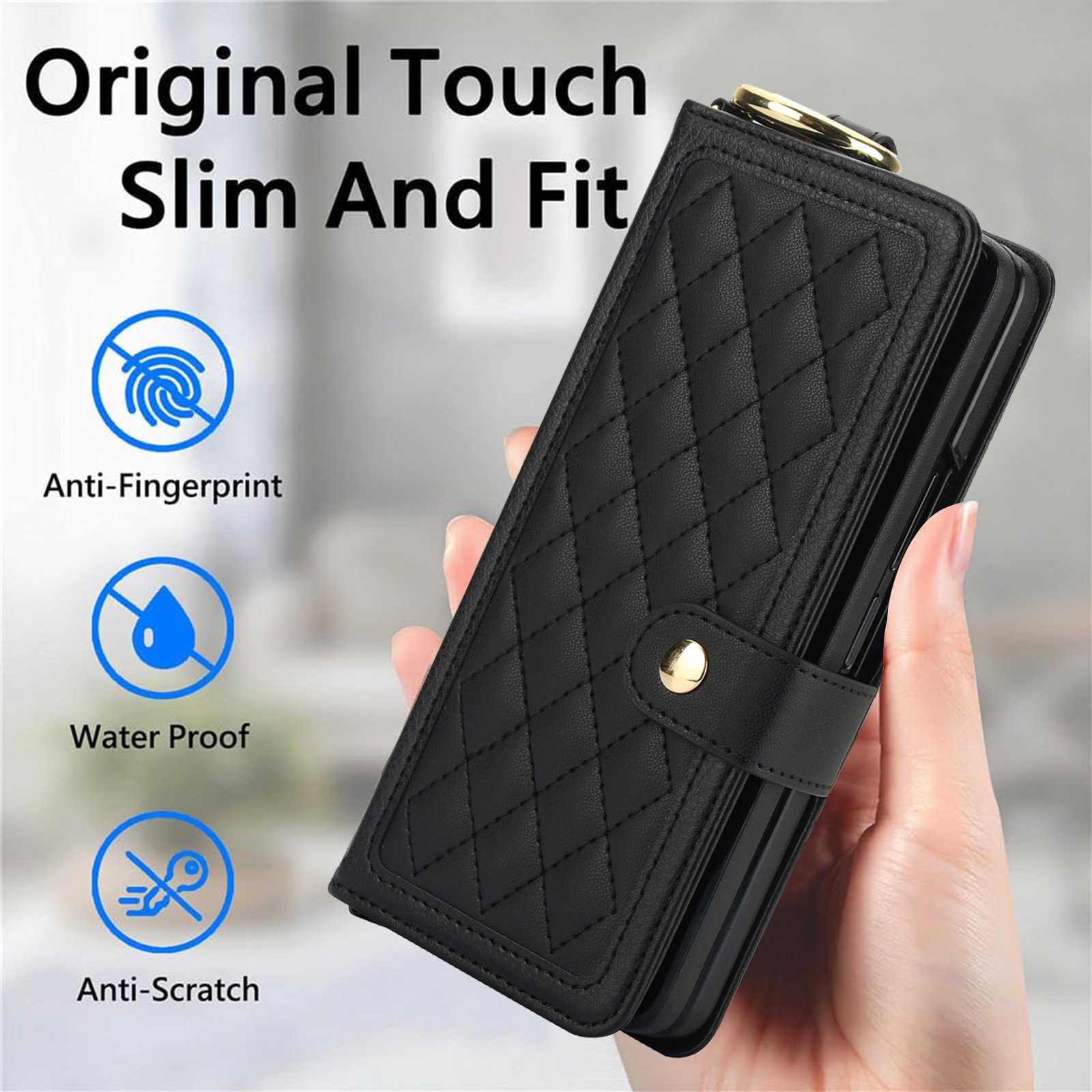 Compatible with Samsung Z Fold7/6/5 phone cases, 4/3 ring pen slots, multi-card slots, crossbody straps, wallet protective cases.