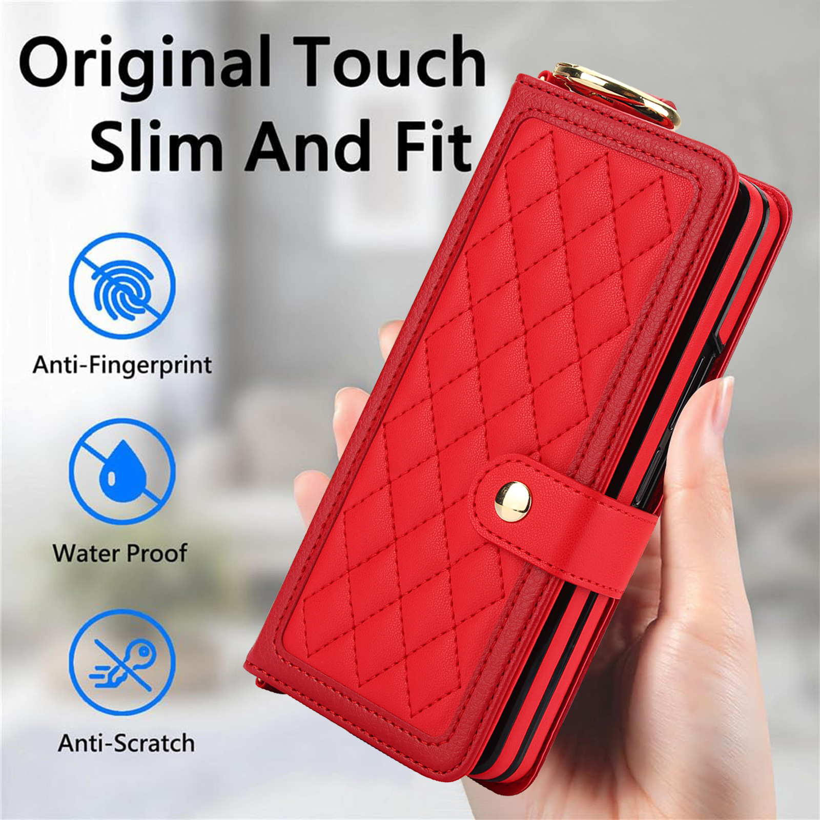 Compatible with Samsung Z Fold7/6/5 phone cases, 4/3 ring pen slots, multi-card slots, crossbody straps, wallet protective cases.