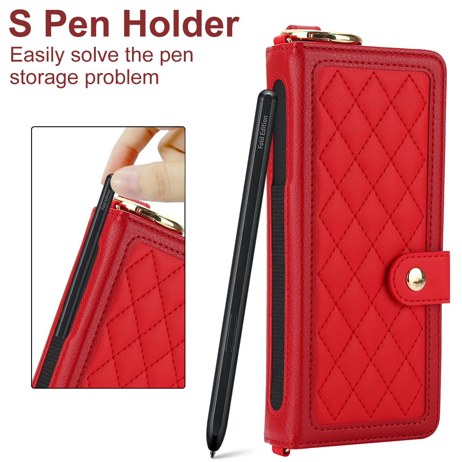 Compatible with Samsung Z Fold7/6/5 phone cases, 4/3 ring pen slots, multi-card slots, crossbody straps, wallet protective cases.