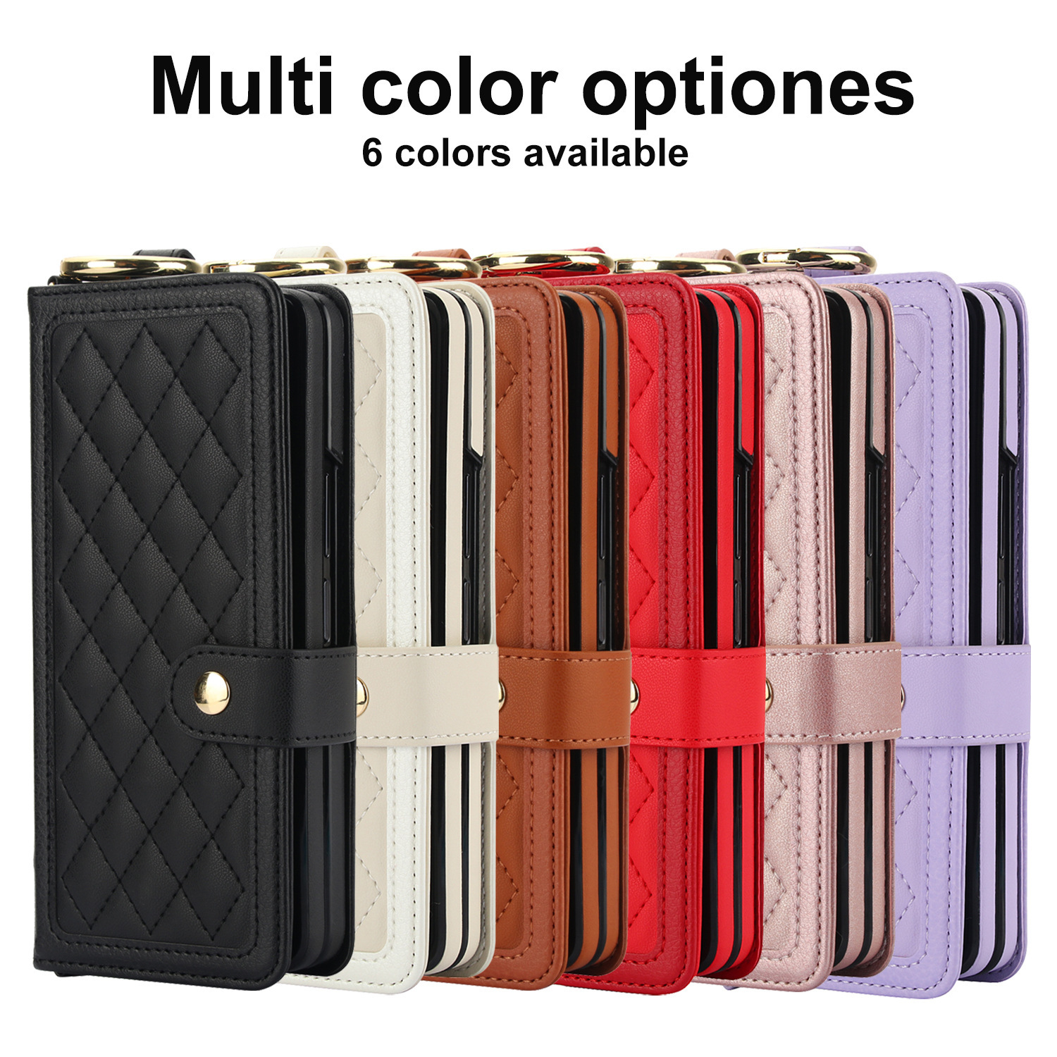Compatible with Samsung Z Fold7/6/5 phone cases, 4/3 ring pen slots, multi-card slots, crossbody straps, wallet protective cases.