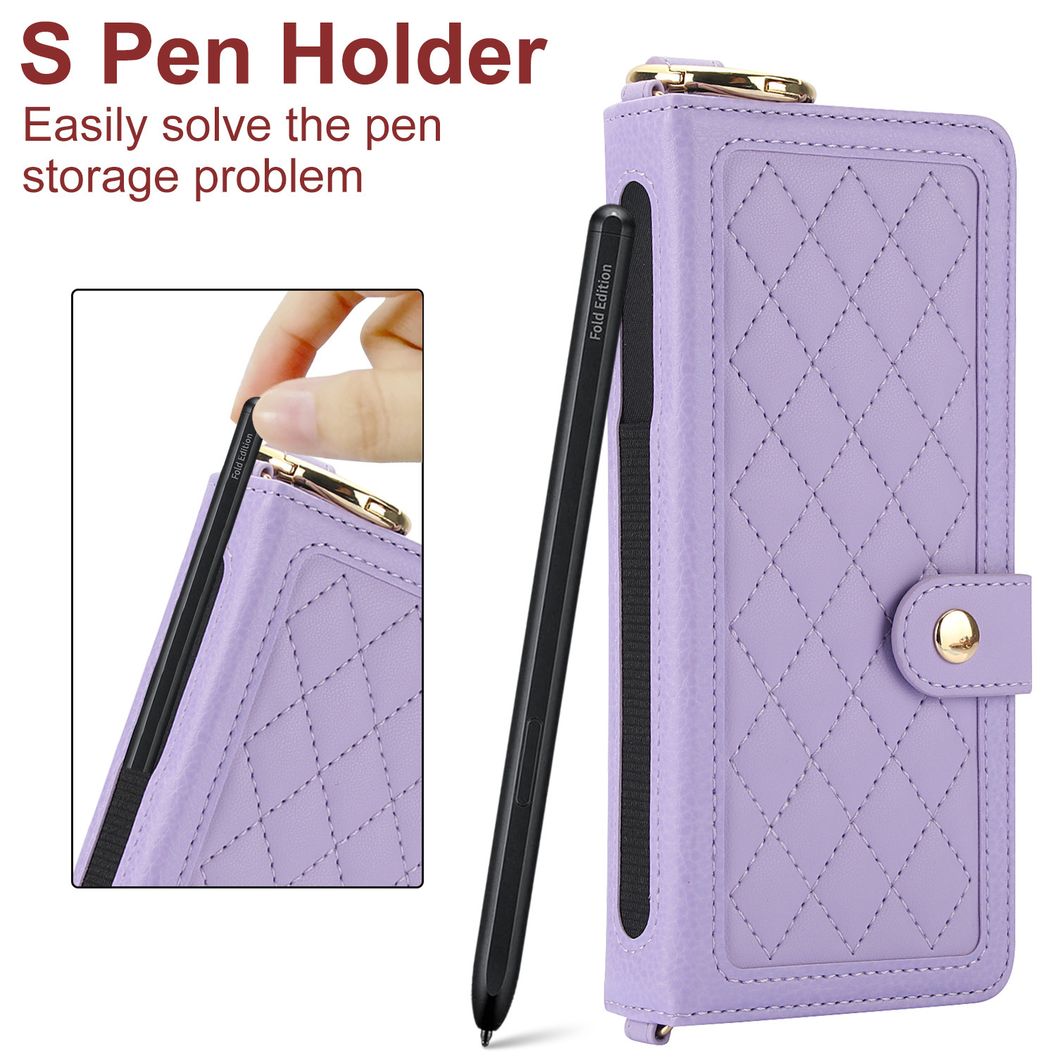 Compatible with Samsung Z Fold7/6/5 phone cases, 4/3 ring pen slots, multi-card slots, crossbody straps, wallet protective cases.